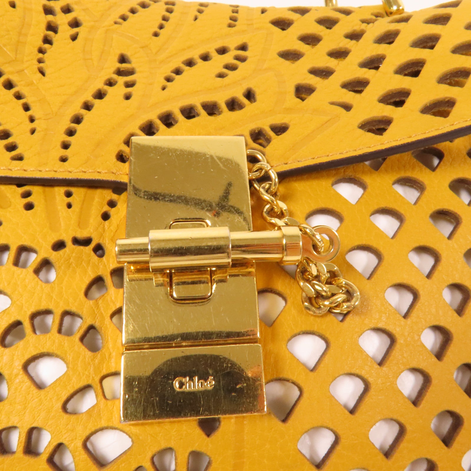 Chloe 牛皮皮革Shoulder Bag金扣鏈帶肩背袋