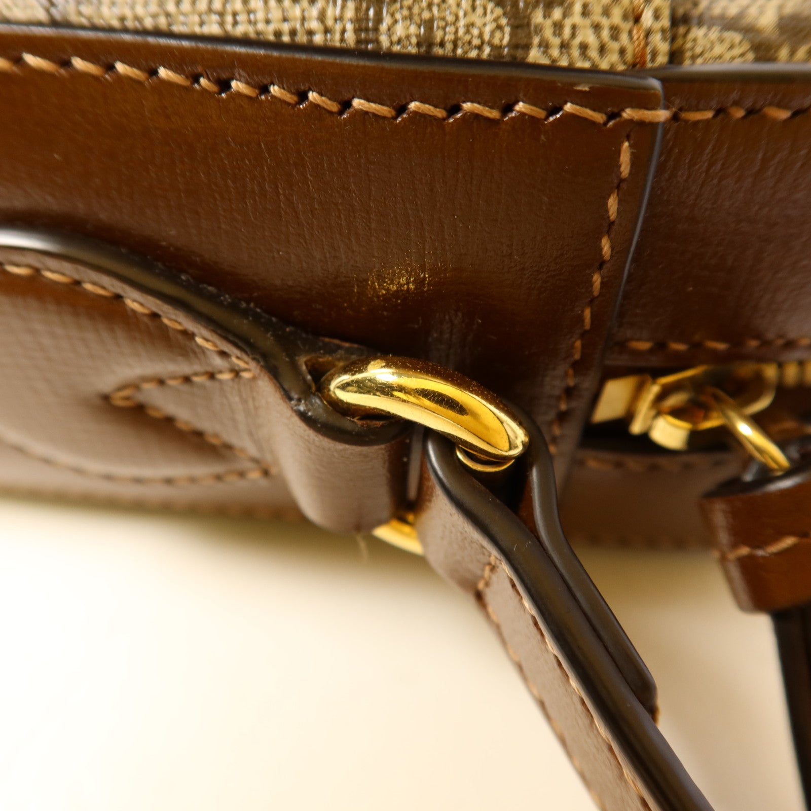 GUCCI 塗層帆布Horsebit 1955 Small Shoulder Bag金扣肩背袋