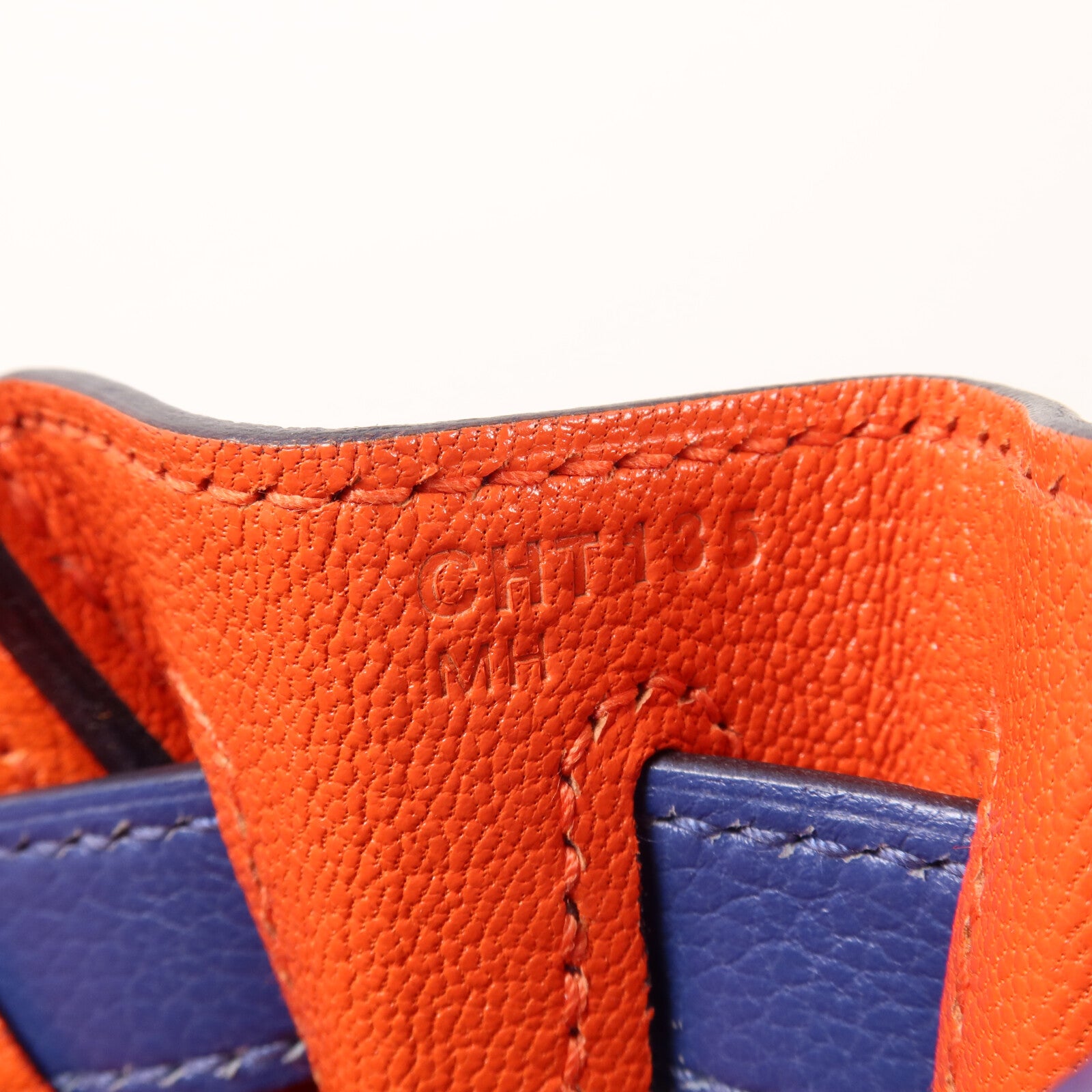 HERMES Evercolor皮革Kelly 28手挽肩背兩用袋Bleu Brighton/Orange Poppy