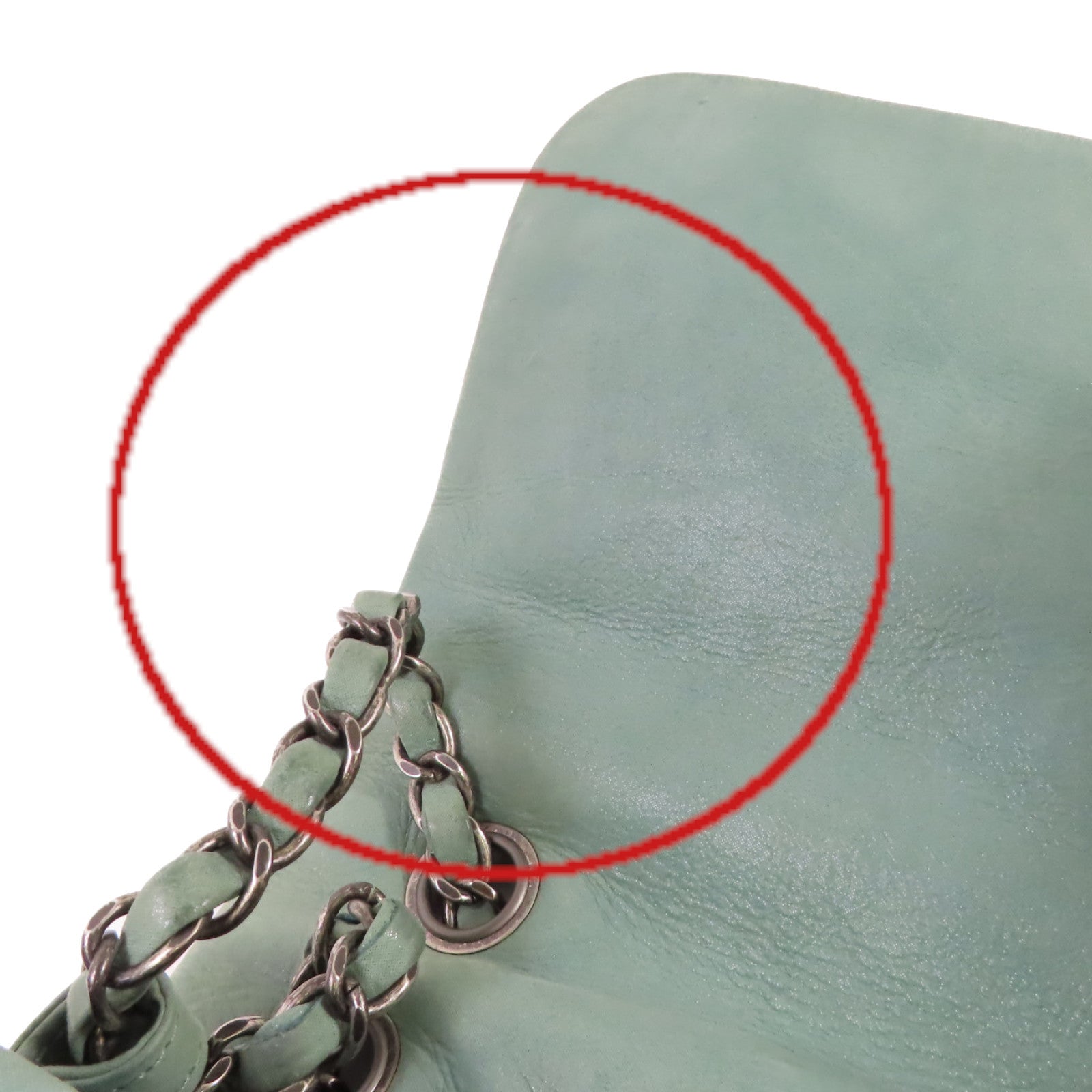 CHANEL 【激減優惠】牛皮皮革Chain Shoulder Bag銀扣鏈帶肩背袋綠色