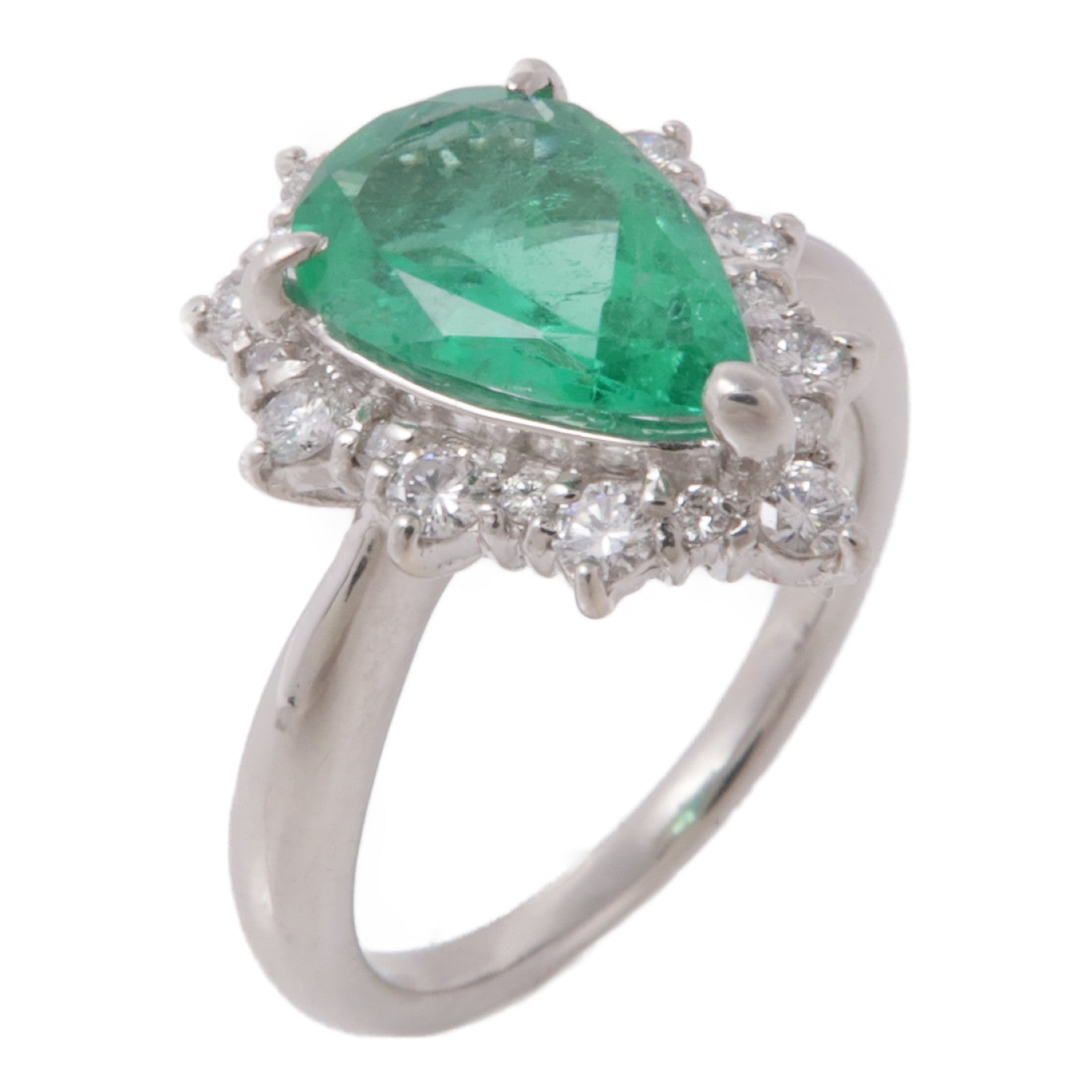 JEWELRY 【激減優惠】PT900鉑金Emerald/Diamond Ring 綠寶石/鑽石戒指US#7.25