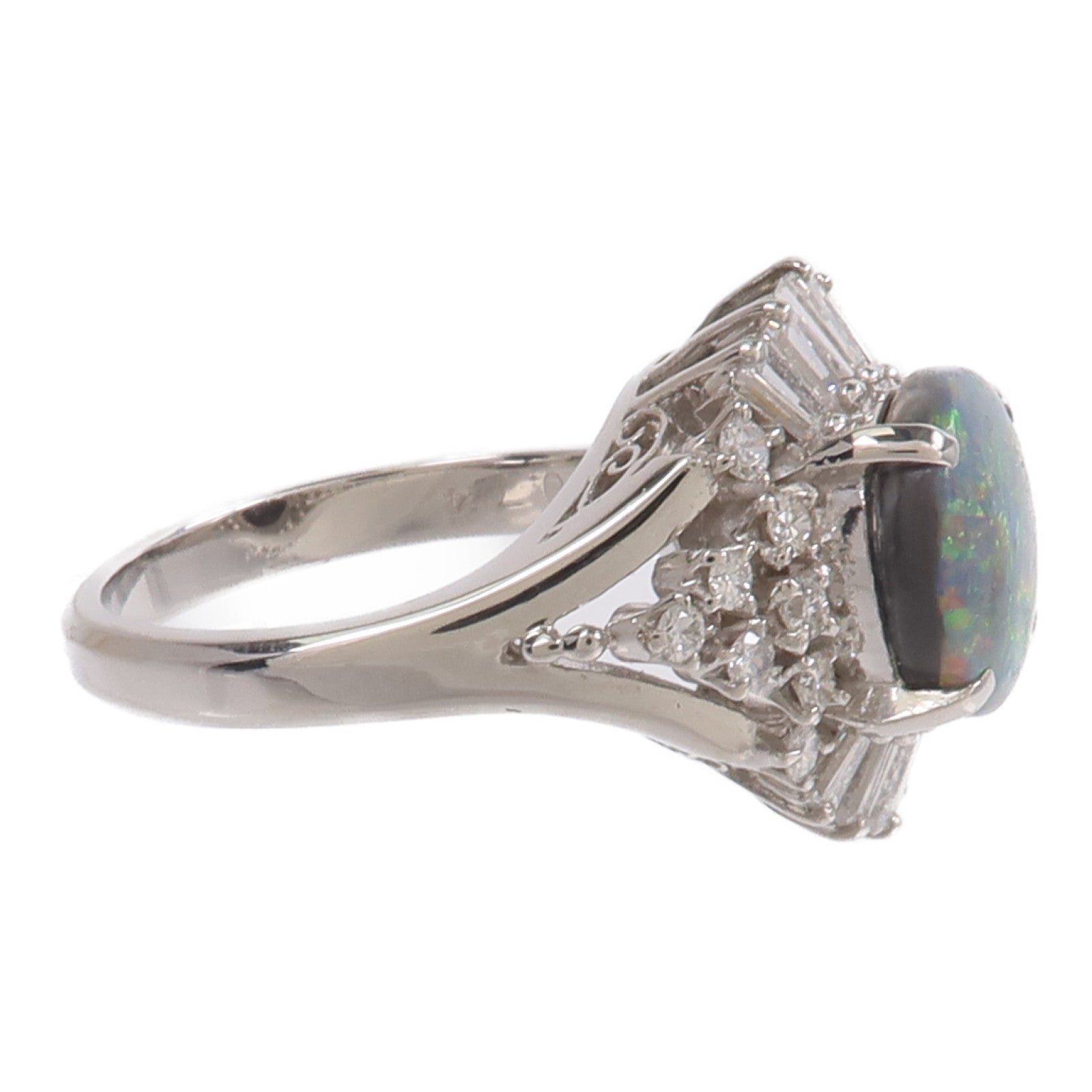 JEWELRY PT900鉑金Black Opal Diamond Ring黑蛋白石/鑽石戒指