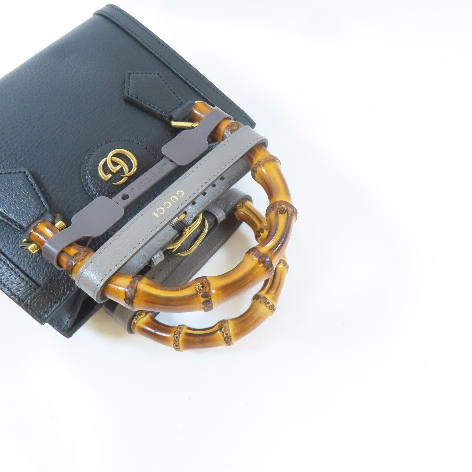 GUCCI 【激減優惠】牛皮皮革Diana Mini Tote Bag金扣手挽肩背兩用袋黑色