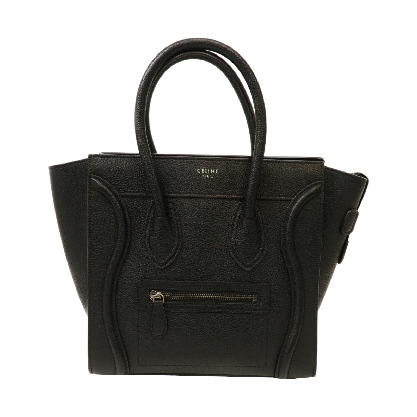 CELINE 牛皮皮革Micro Luggage銀扣手挽袋黑色