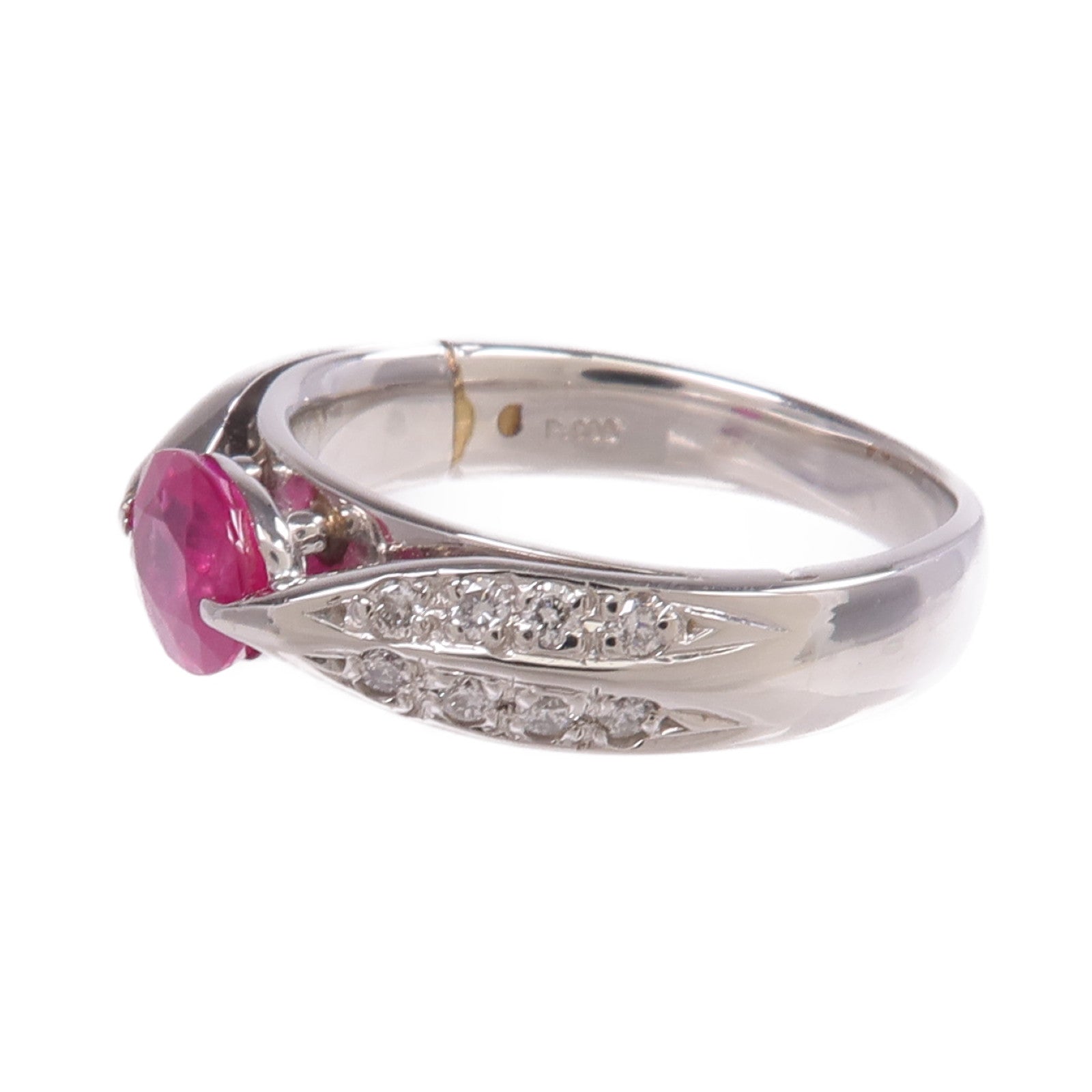 JEWELRY 【激減優惠】PT900鉑金Ruby Diamond Ring紅寶石/鑽石戒指US#6