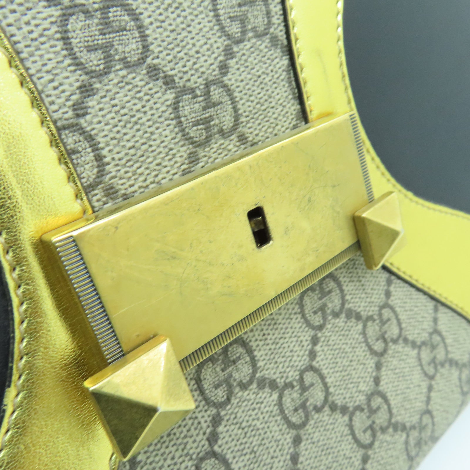 GUCCI 【清倉大減價】皮革/塗層帆布2way Shoulder Bag金扣手挽肩背兩用袋黑色
