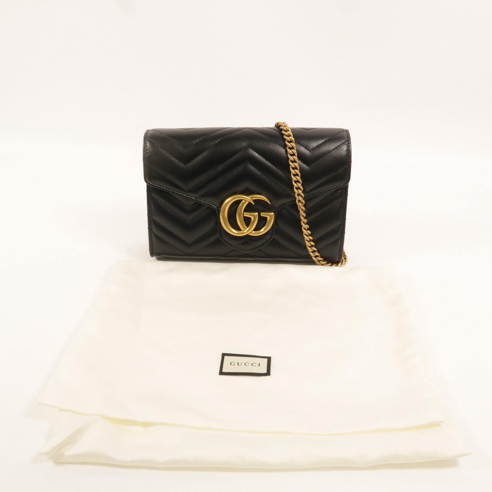GUCCI 牛皮皮革GG Marmont鏈帶肩背袋