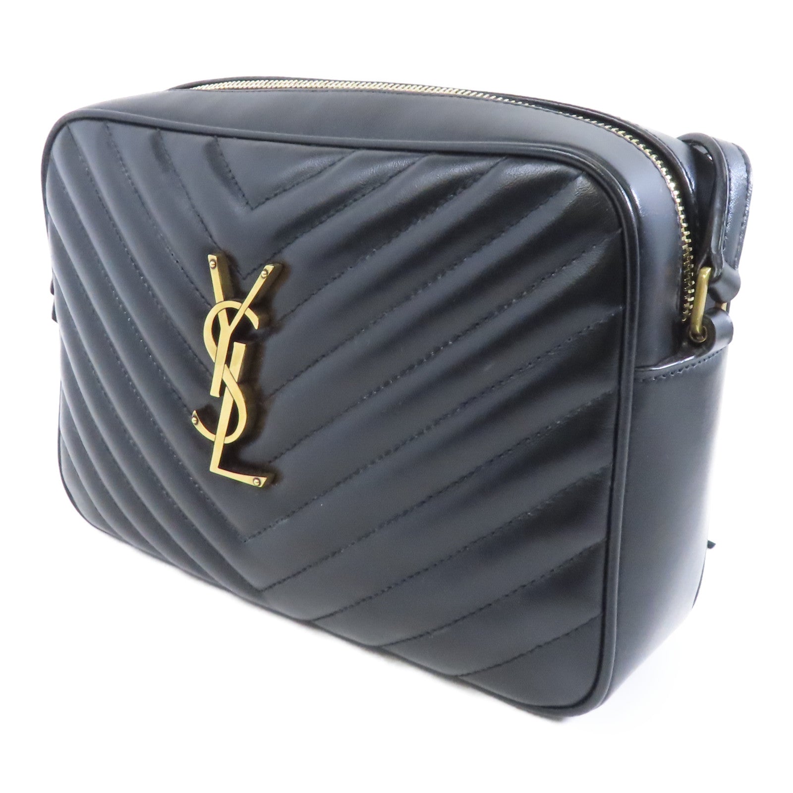 SAINT LAURENT 牛皮皮革Lou Camera Bag金扣肩背袋黑色