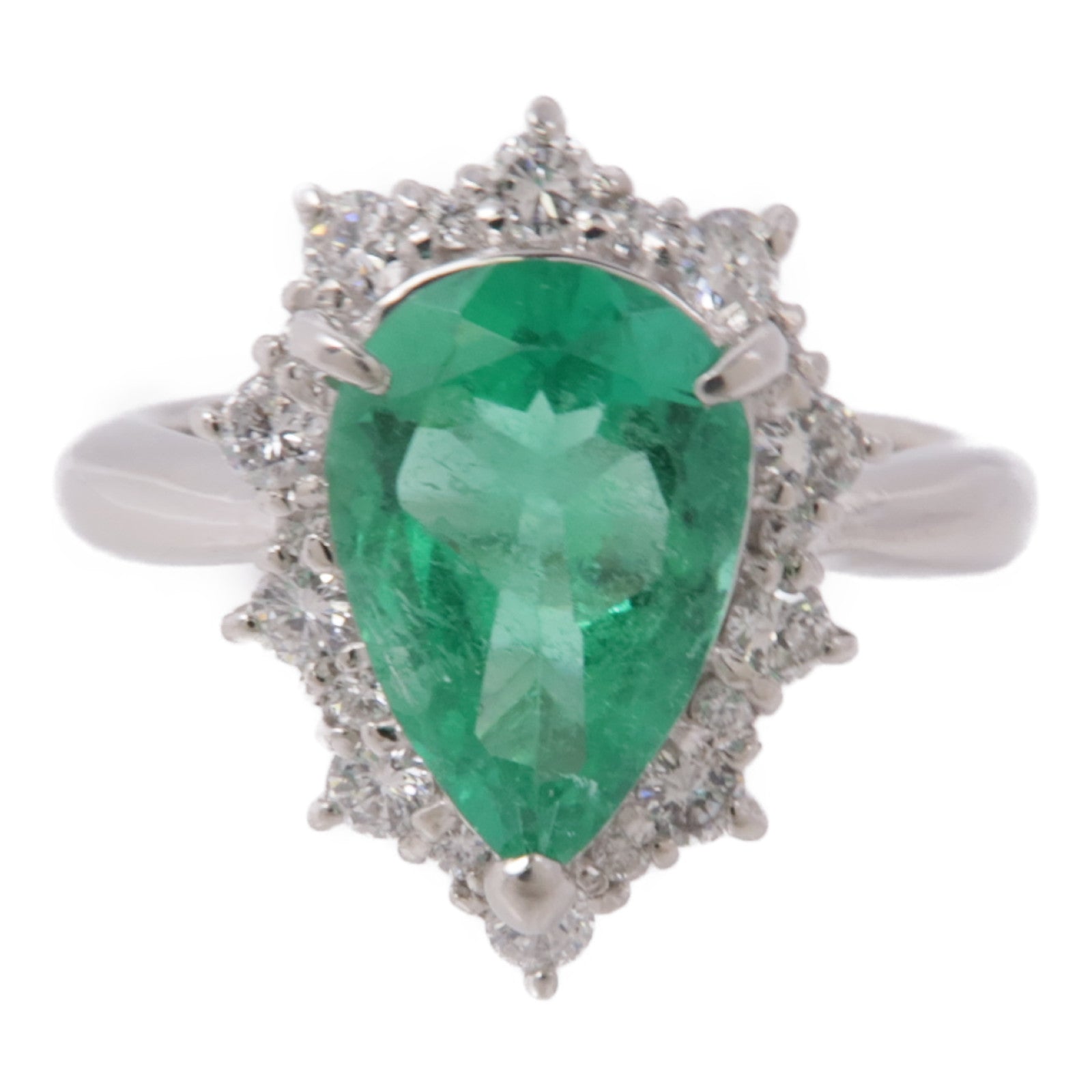 JEWELRY【激減優惠】 PT900鉑金Emerald/Diamond Ring 綠寶石/鑽石戒指US#7.25