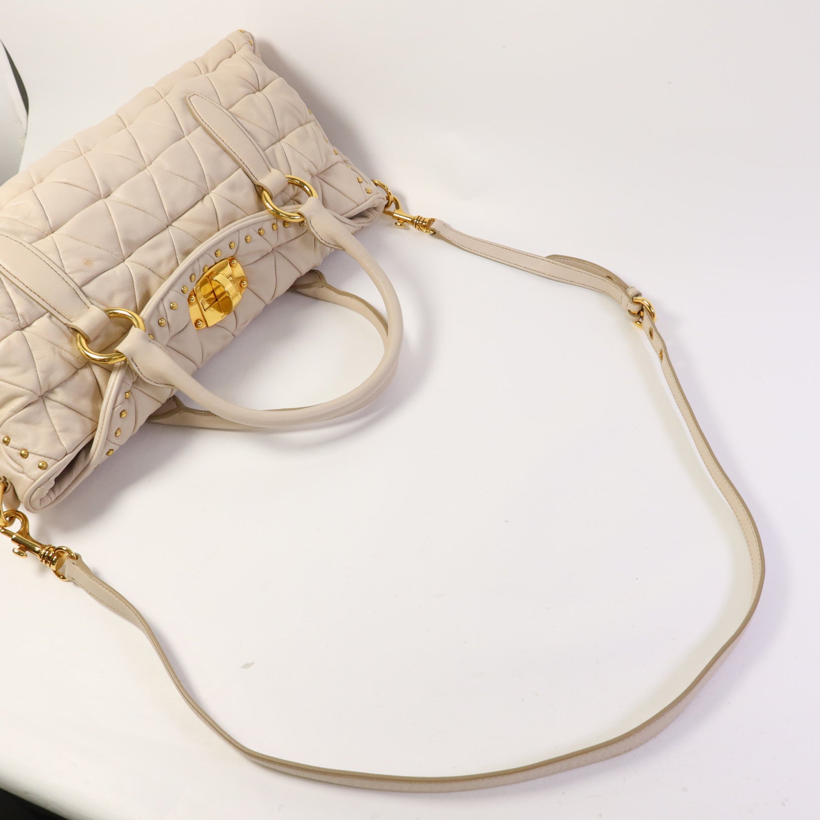 Miu Miu 羊皮皮革2 Way Shoulder Bag金扣手挽肩背兩用袋