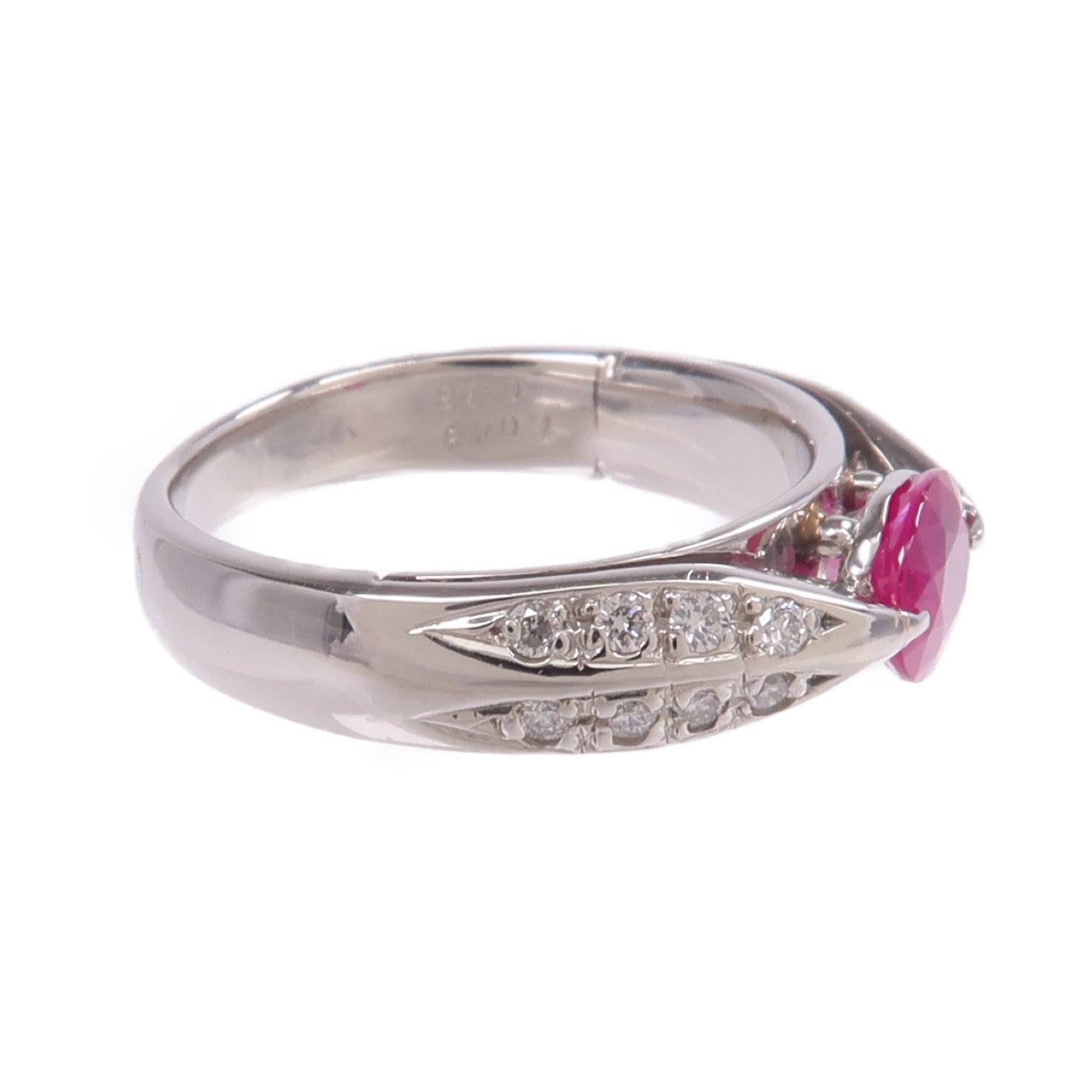 JEWELRY 【激減優惠】PT900鉑金Ruby Diamond Ring紅寶石/鑽石戒指US#6