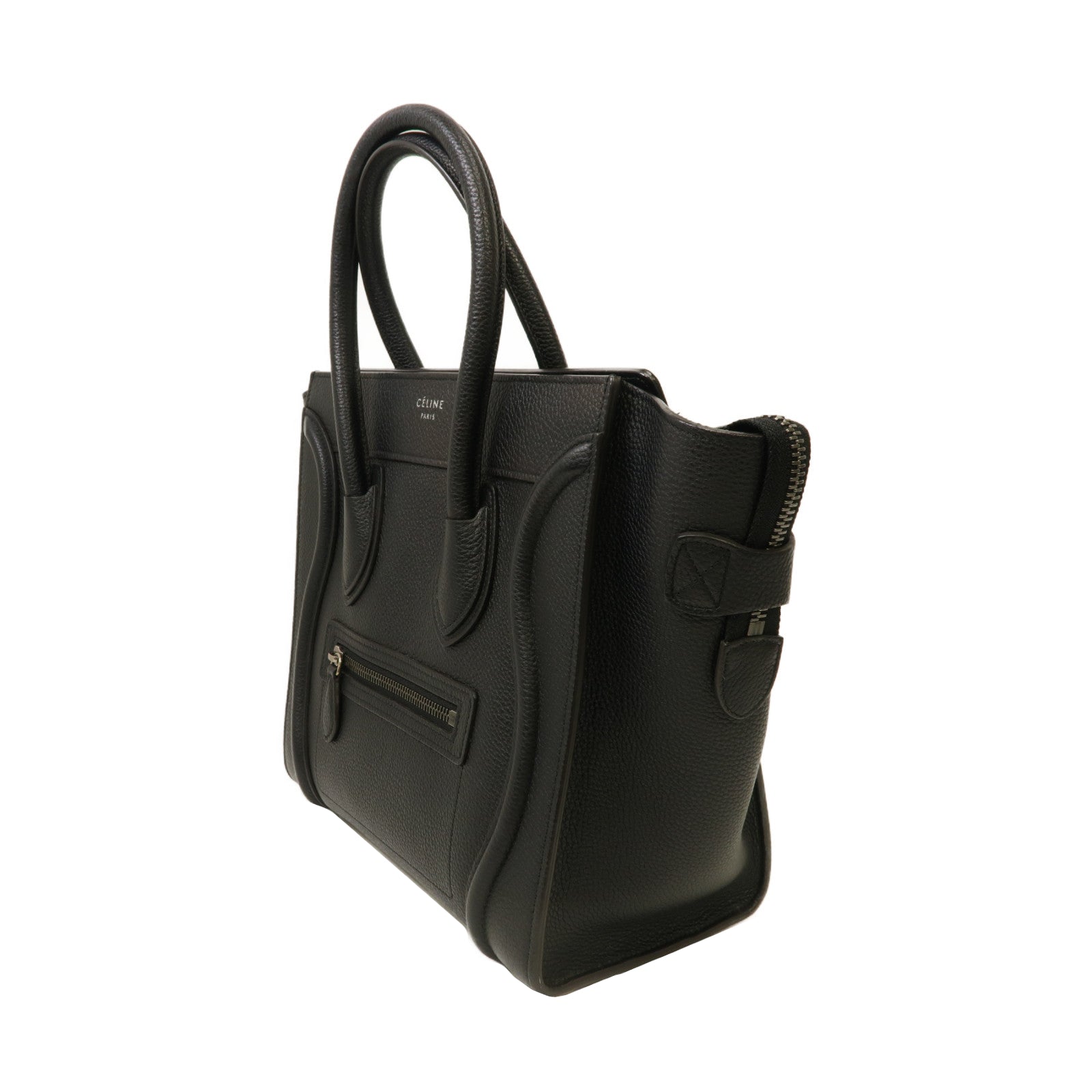 CELINE 牛皮皮革Micro Luggage銀扣手挽袋黑色