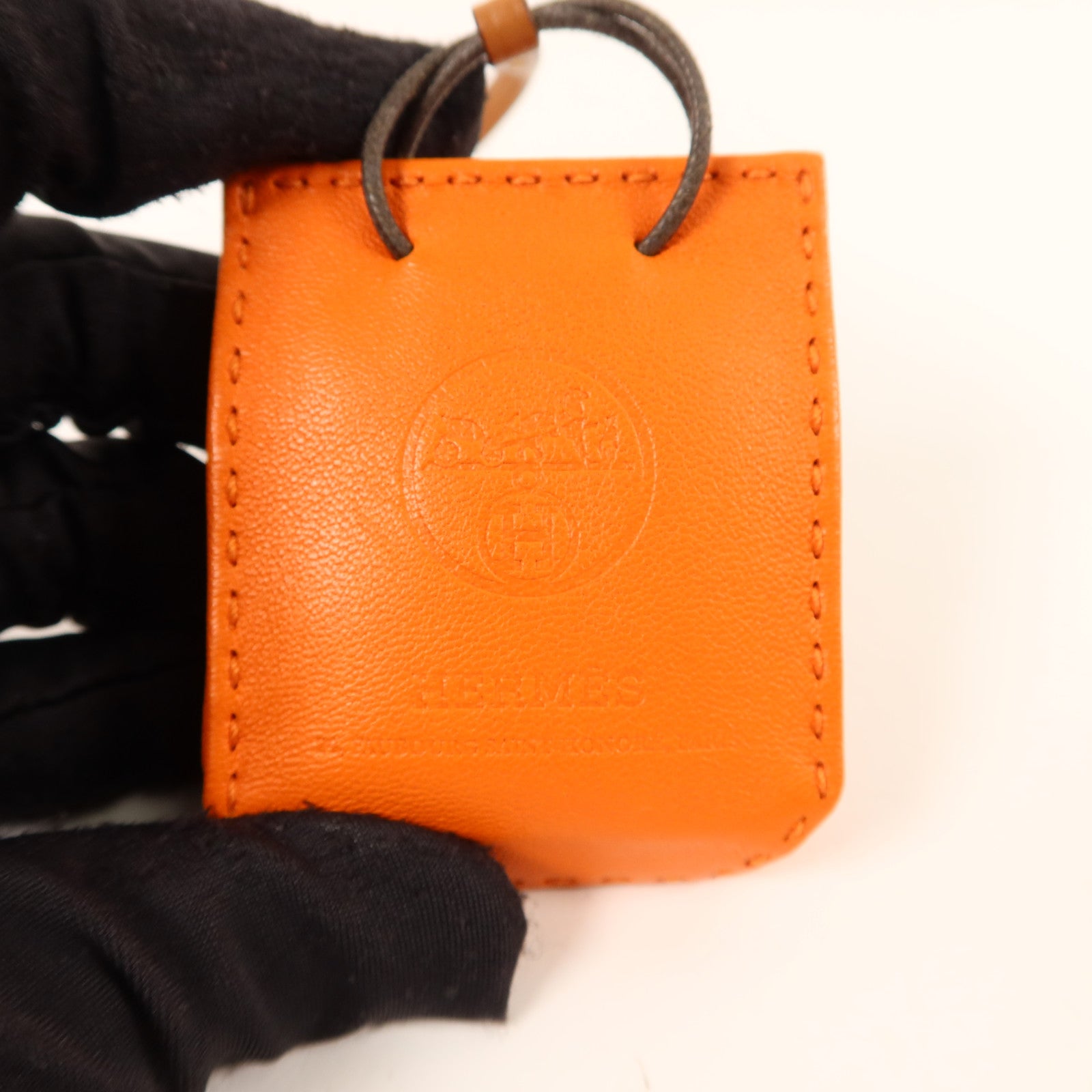 HERMES Milo皮革/Swift皮革Sac Orange Charm掛飾