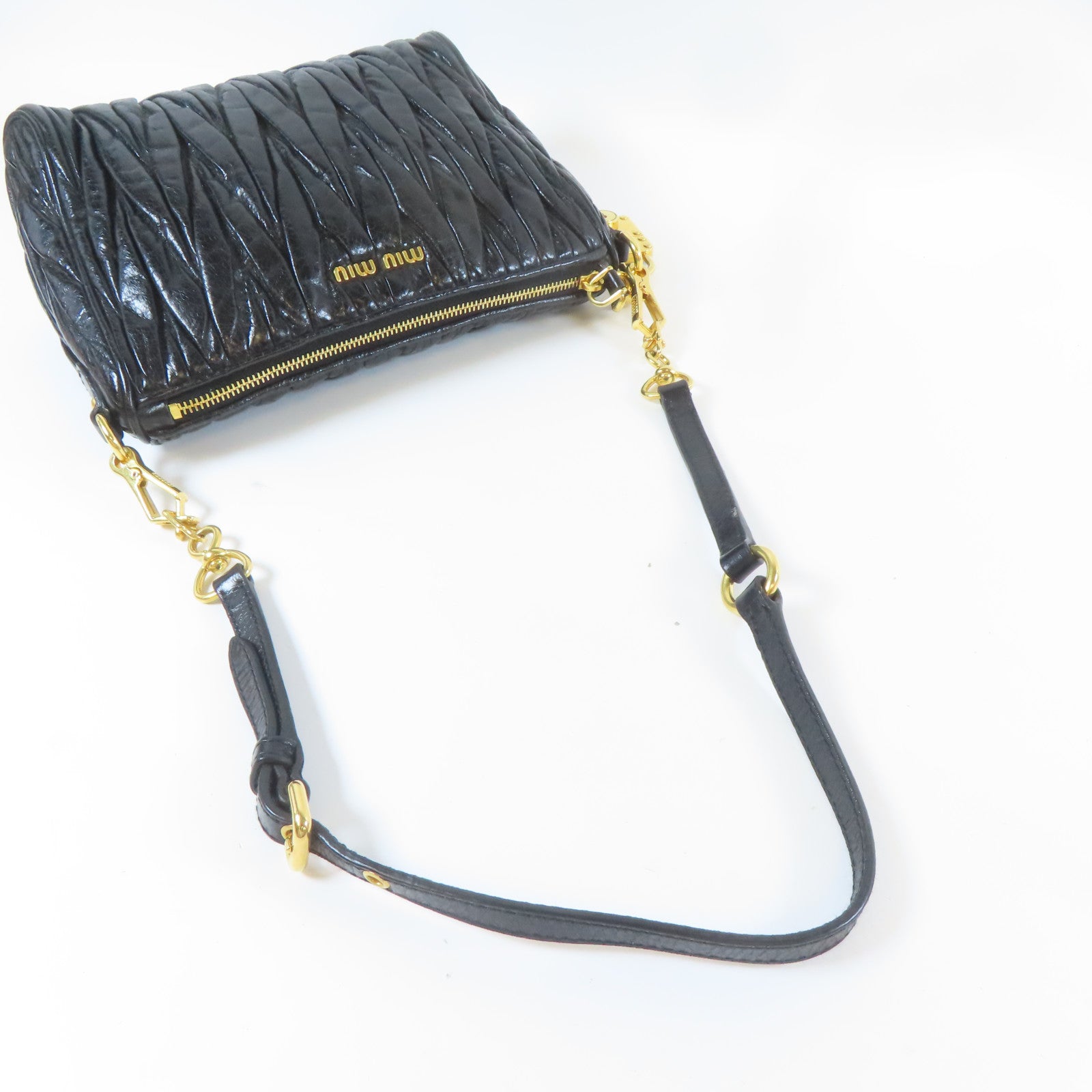Miu Miu 皮革Hand Bag金扣手挽袋黑色