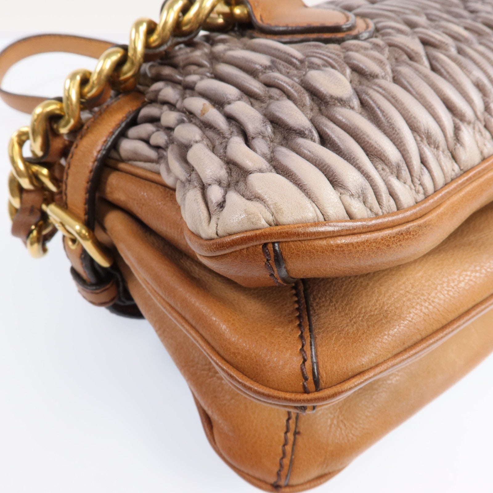Miu Miu 羊皮皮革Sholder Bag 金扣肩背袋