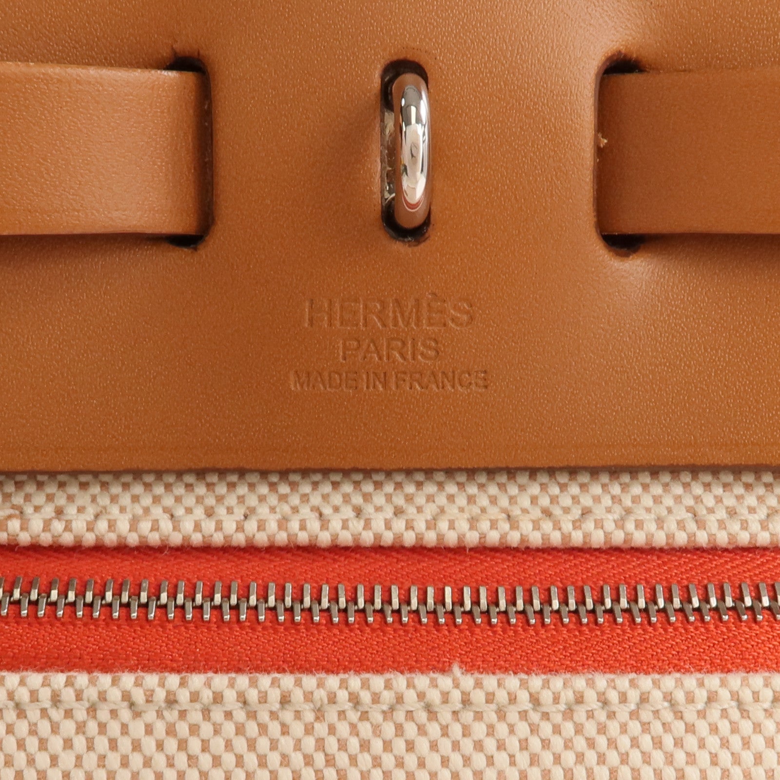 HERMES 塗層帆布Herbag PM銀扣手挽肩背兩用袋Orange