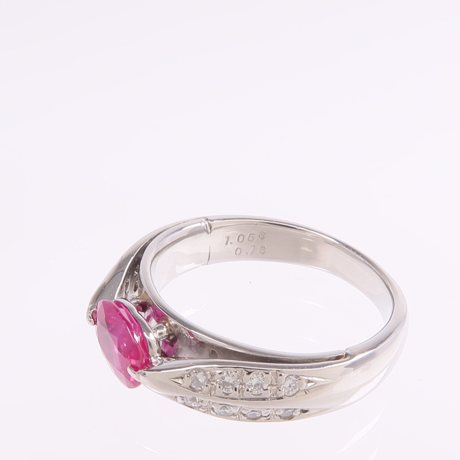 JEWELRY 【激減優惠】PT900鉑金Ruby Diamond Ring紅寶石/鑽石戒指US#6