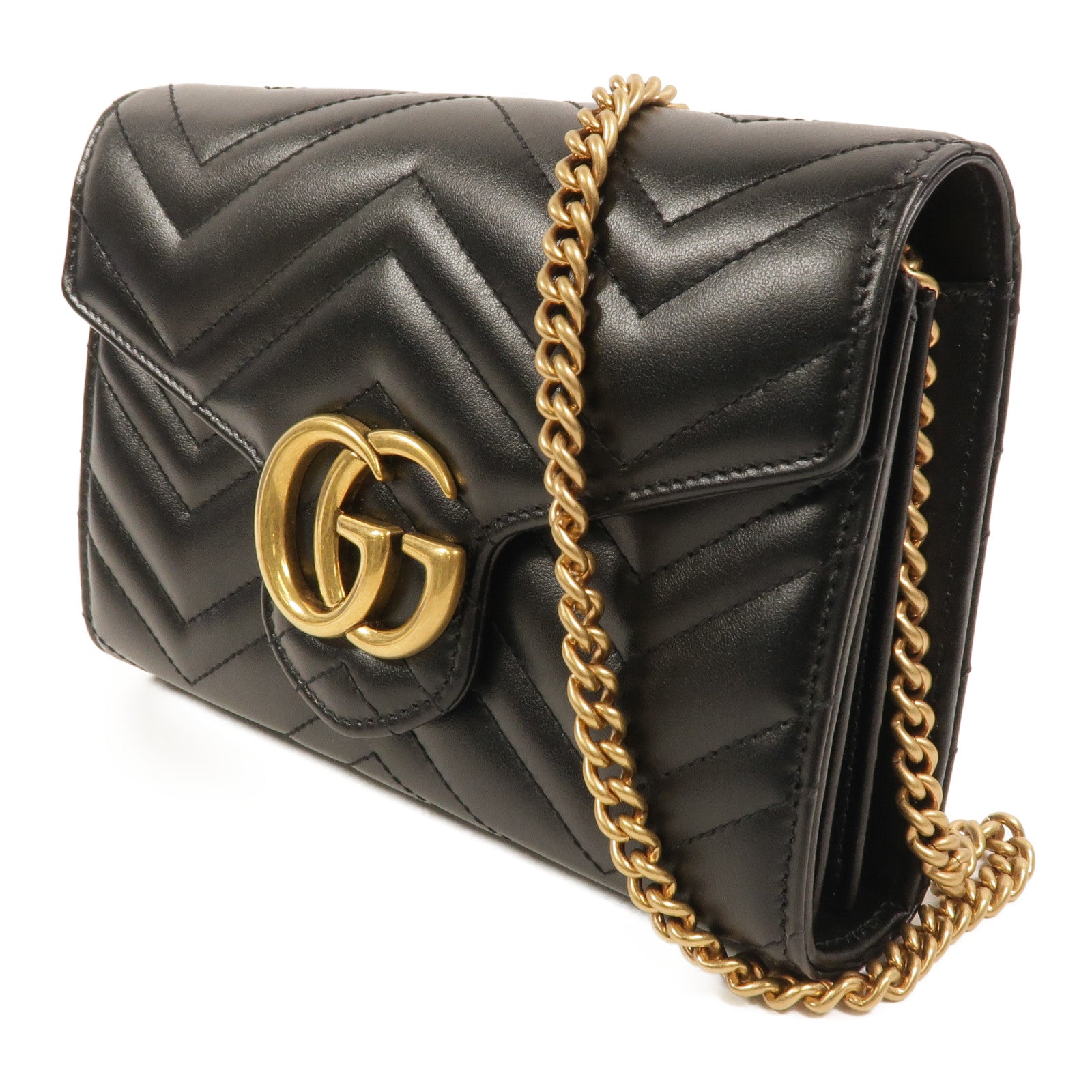 GUCCI 牛皮皮革GG Marmont鏈帶肩背袋