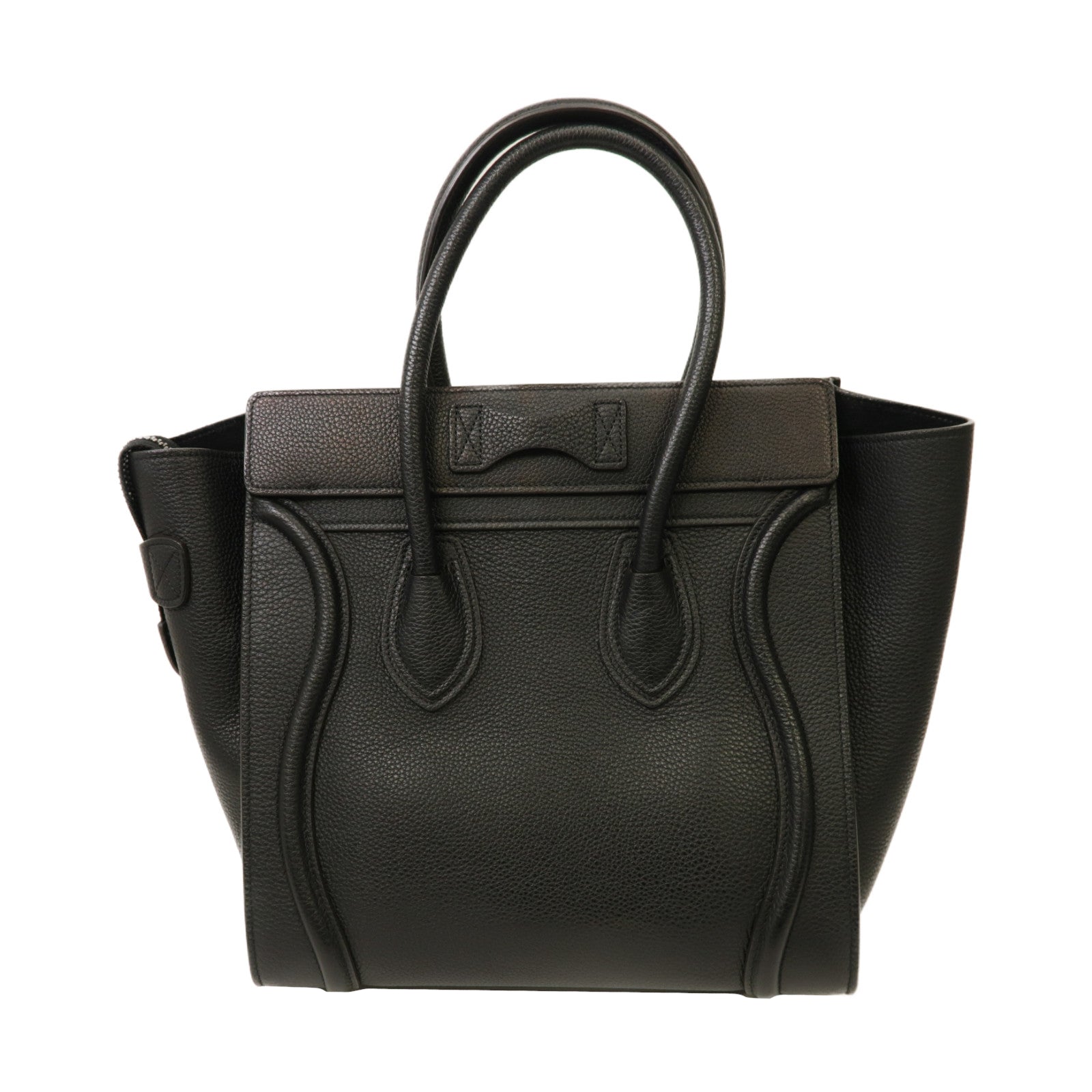 CELINE 牛皮皮革Micro Luggage銀扣手挽袋黑色