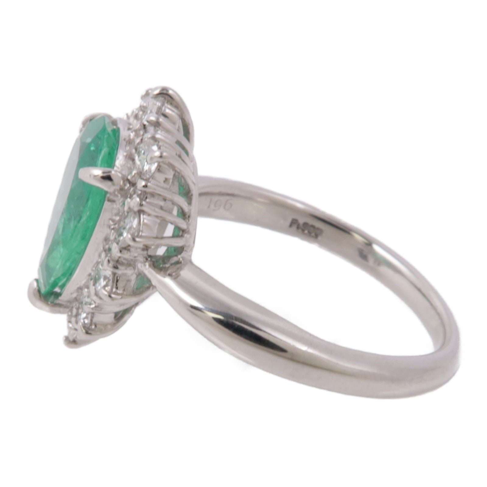 JEWELRY 【激減優惠】PT900鉑金Emerald/Diamond Ring 綠寶石/鑽石戒指US#7.25