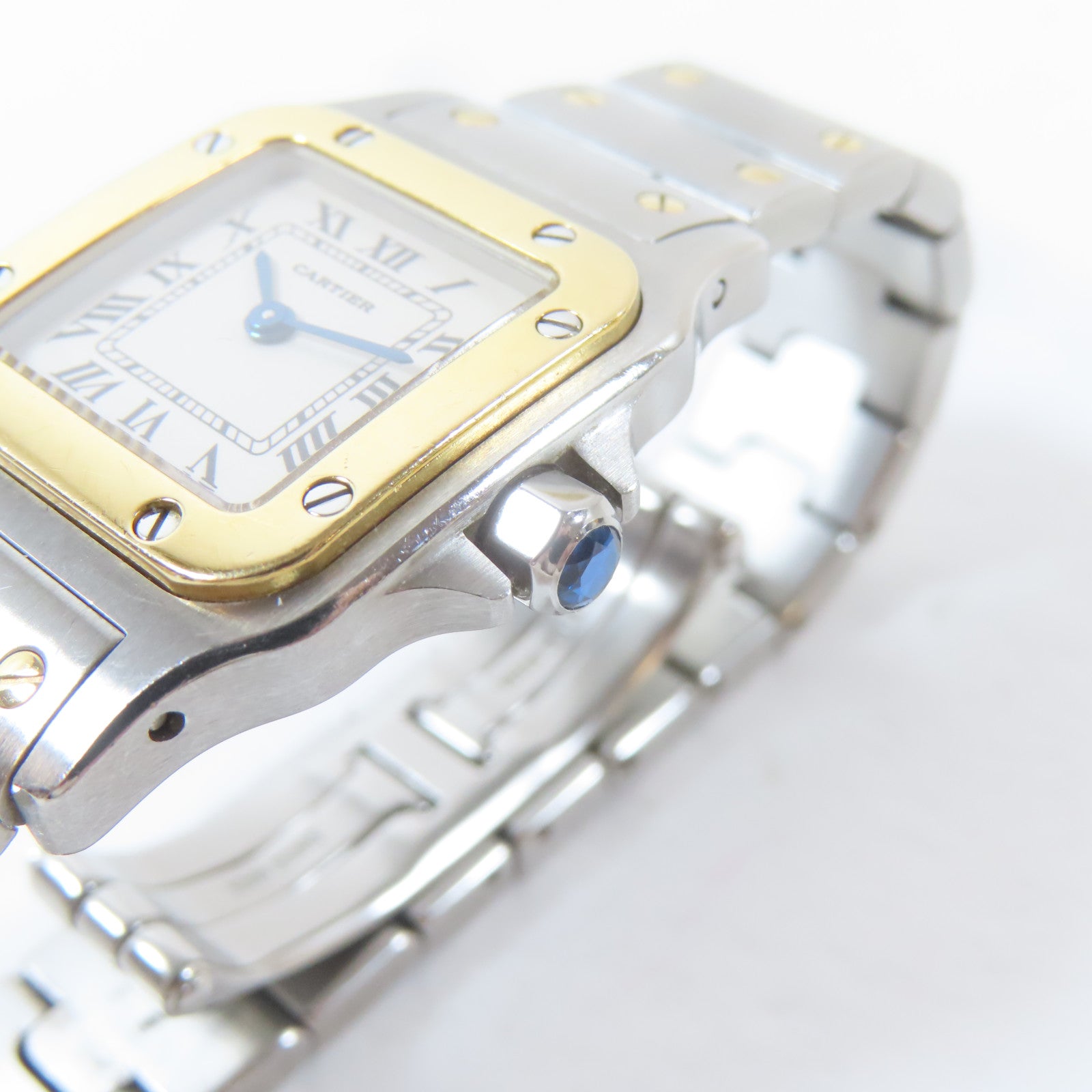 CARTIER Santos Galbee不鏽鋼手錶石英機芯白色#15cm