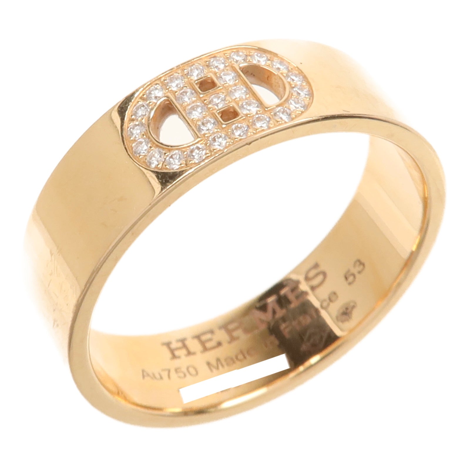 HERMES 18K玫瑰金H Dancre Diamond Ring鑽石戒指US#6.25