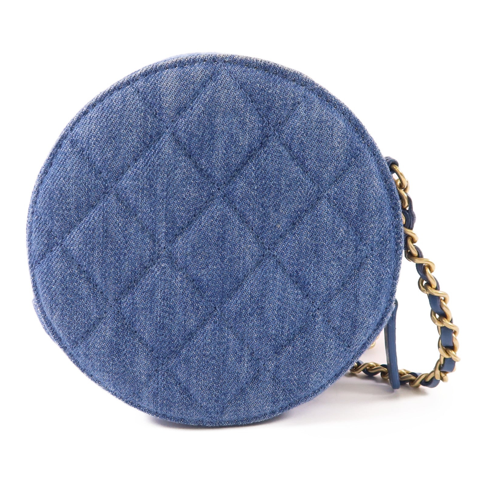 CHANEL 牛仔布料Chain Shoulder Bag金扣鏈帶肩背袋