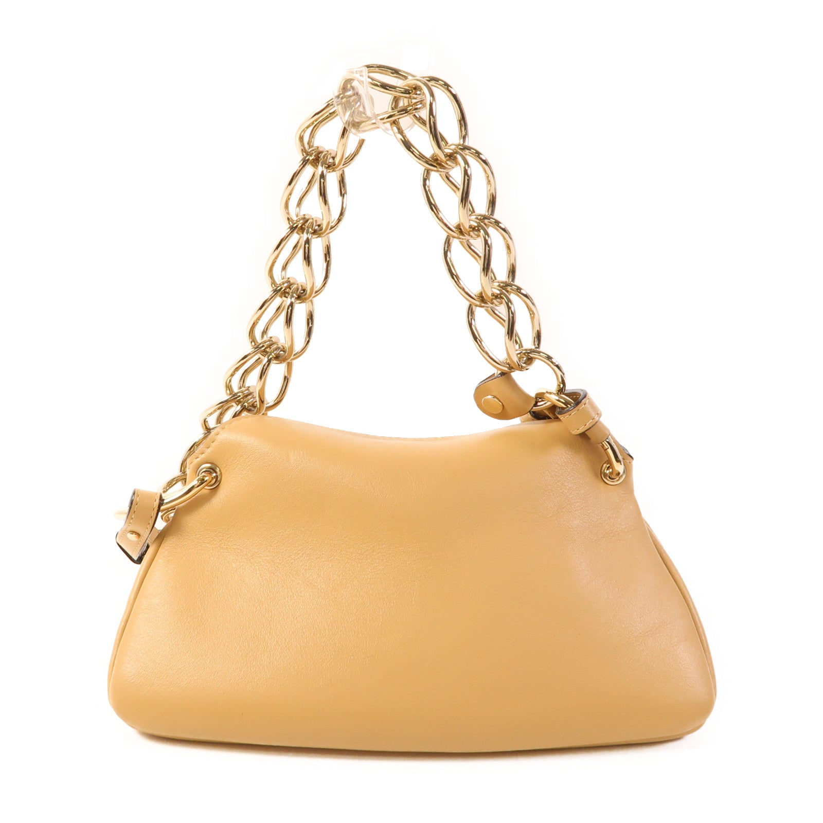 CHLOE GHW 2 Way Chain Shoulder Bag Calfskin Leather Beige