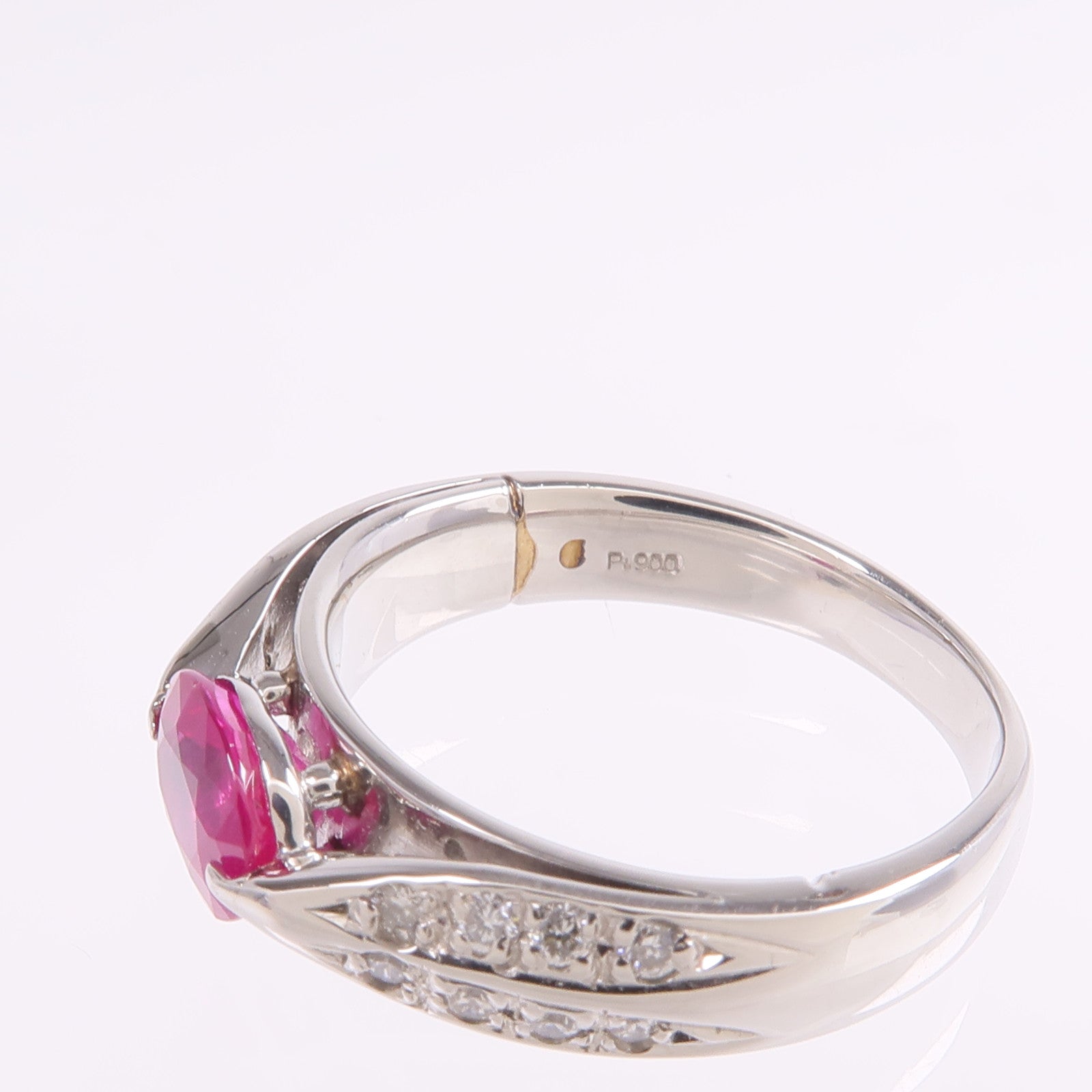 JEWELRY 【激減優惠】PT900鉑金Ruby Diamond Ring紅寶石/鑽石戒指US#6