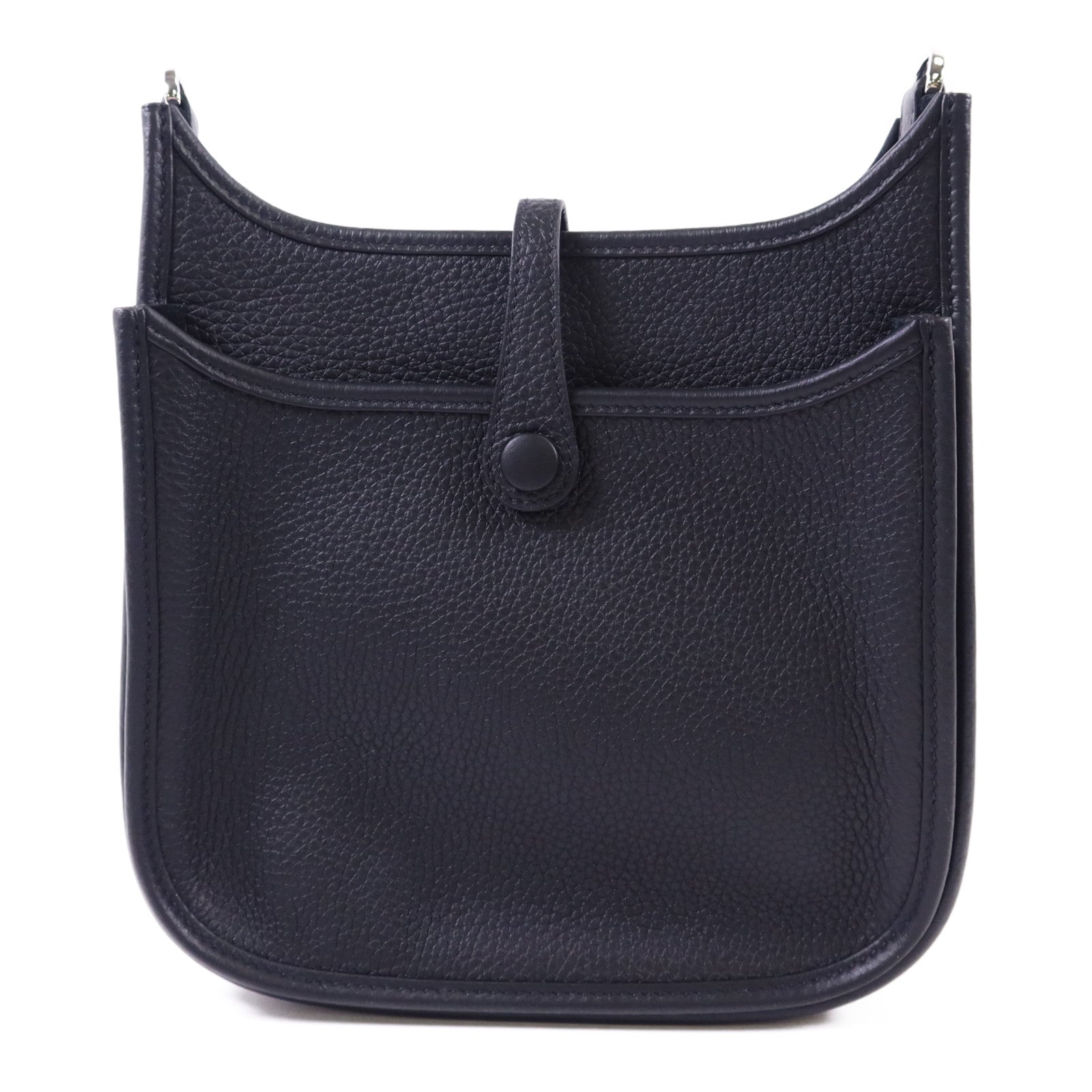 HERMES Clemence皮革Evelyne 23銀扣肩背袋Noir