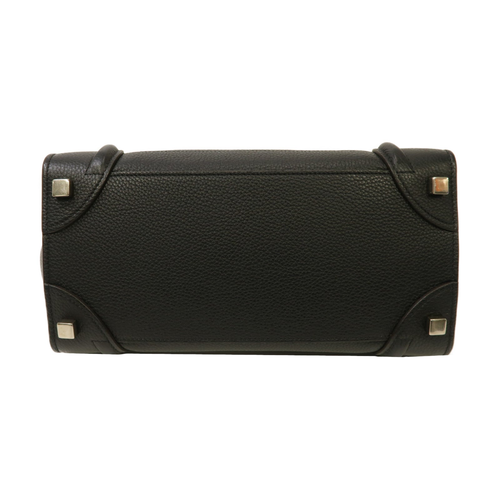 CELINE 牛皮皮革Micro Luggage銀扣手挽袋黑色
