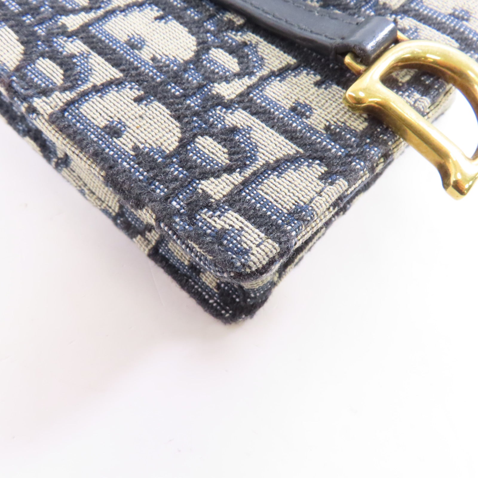 Dior 帆布Chain Shoulder Bag金扣鏈帶肩背袋藍色