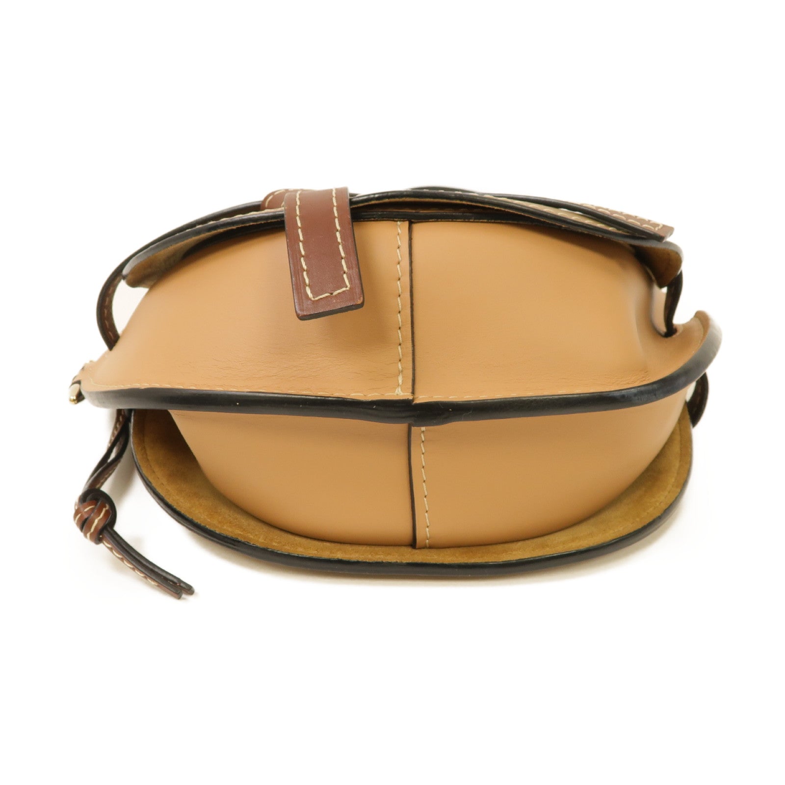 LOEWE 牛皮皮革Gate Small金扣肩背袋棕色