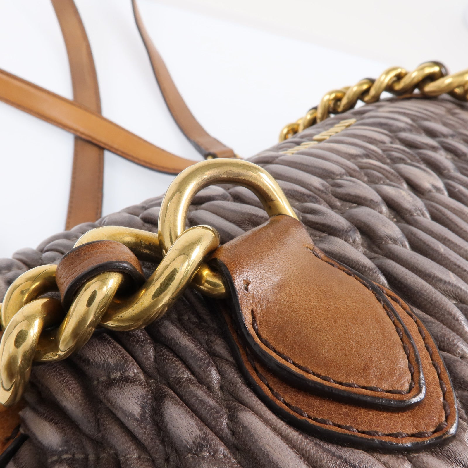 Miu Miu 羊皮皮革Sholder Bag 金扣肩背袋