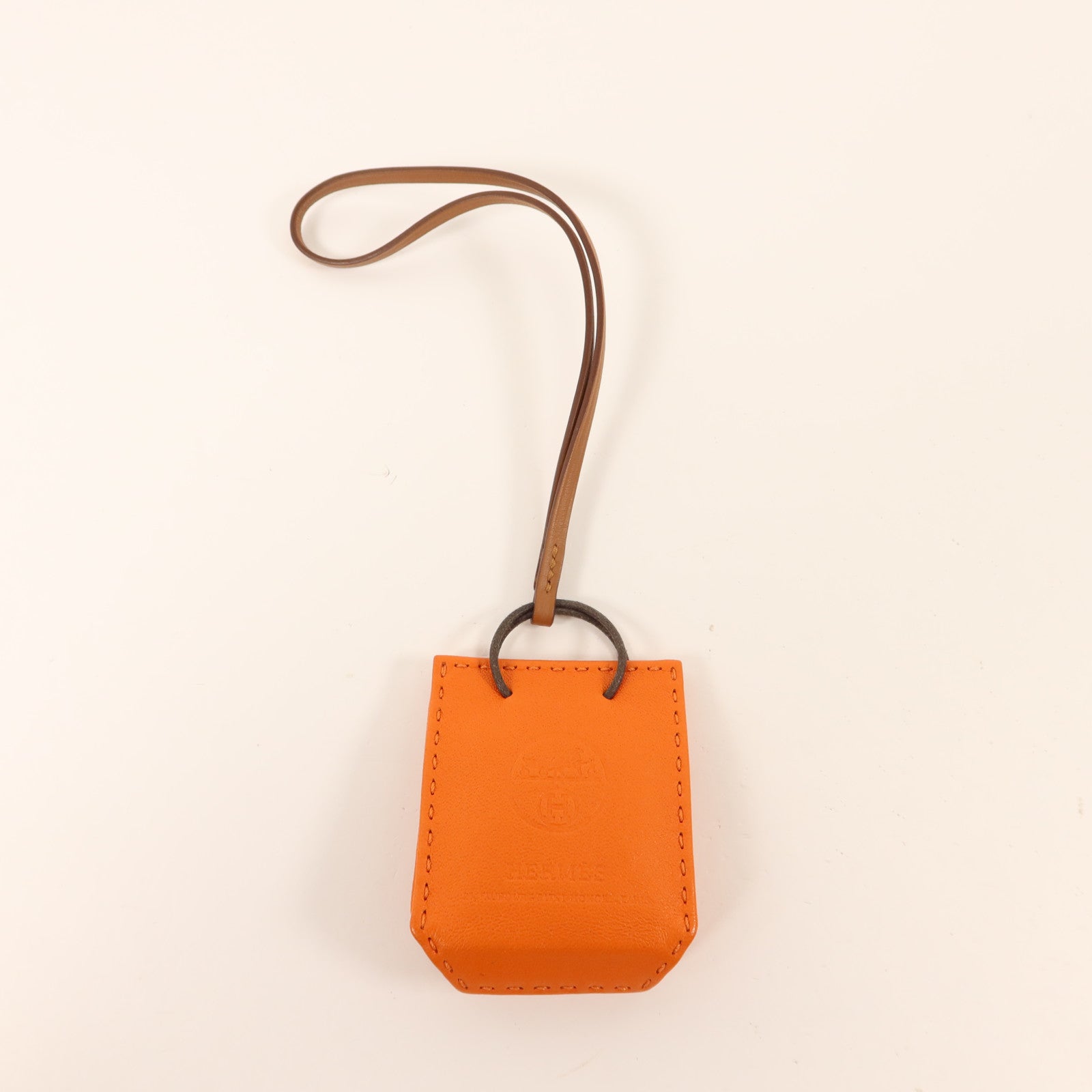 HERMES Milo皮革/Swift皮革Sac Orange Charm掛飾
