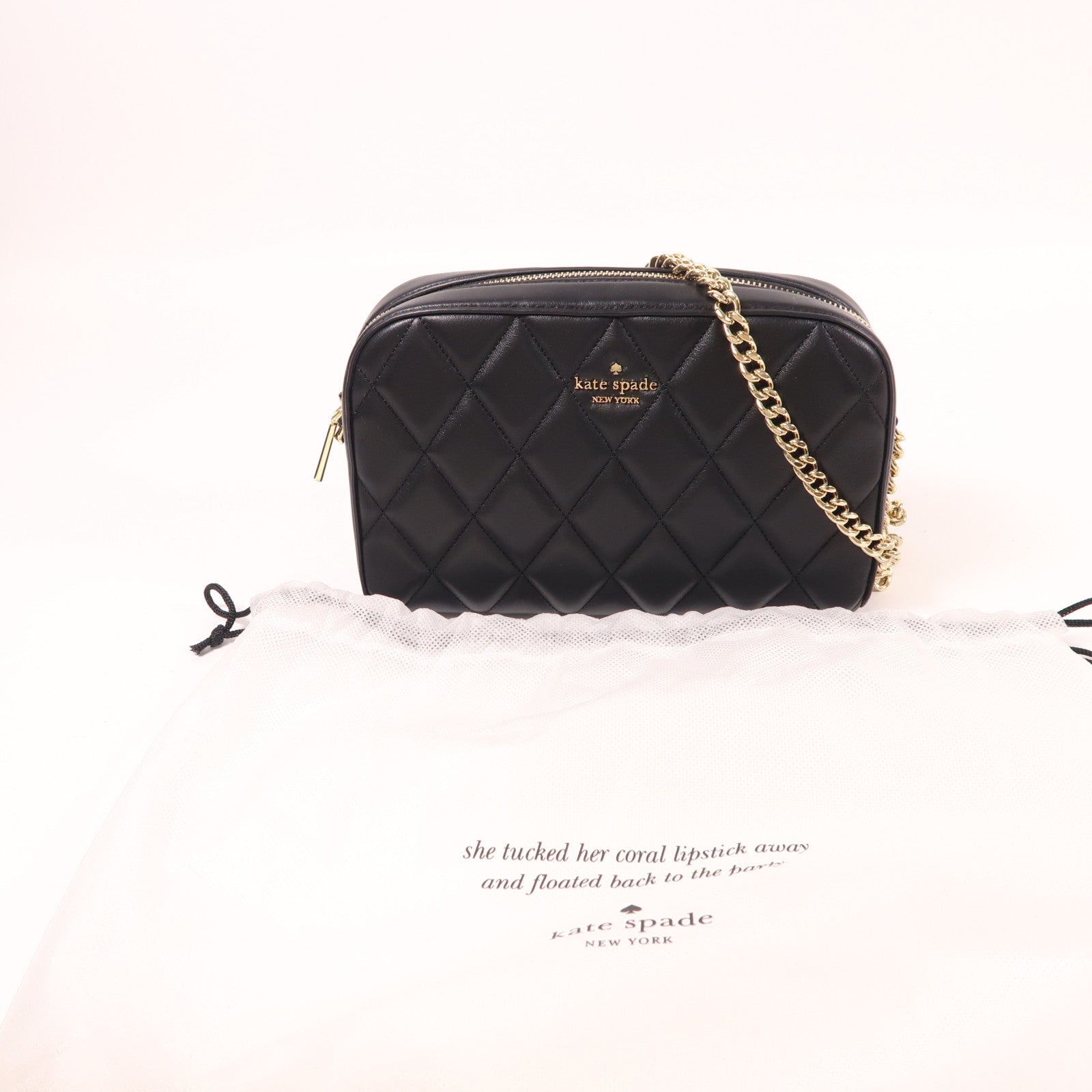 Kate Spade 牛皮皮革Chain Shoulder金扣鏈帶肩背袋