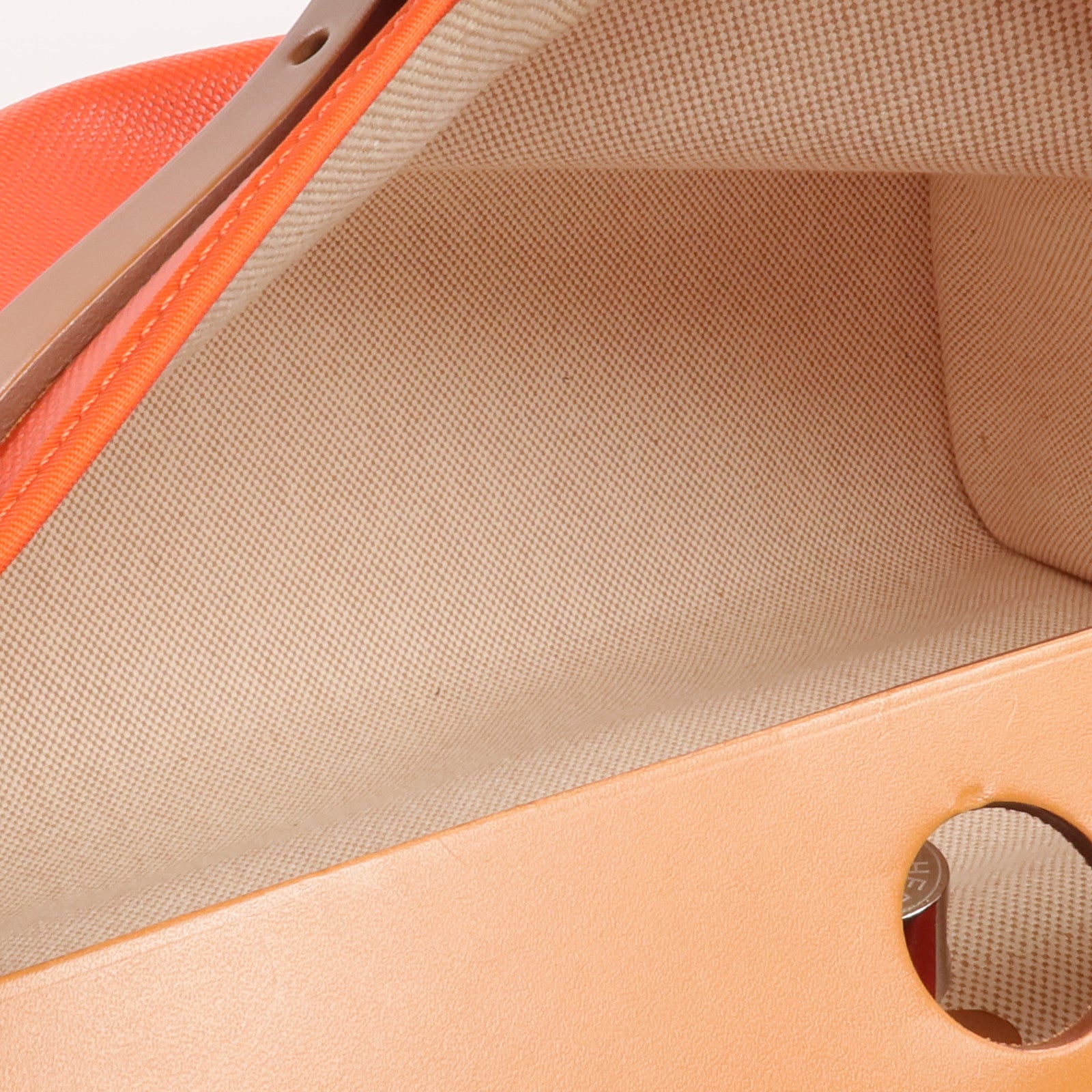 HERMES 塗層帆布Herbag PM銀扣手挽肩背兩用袋Orange