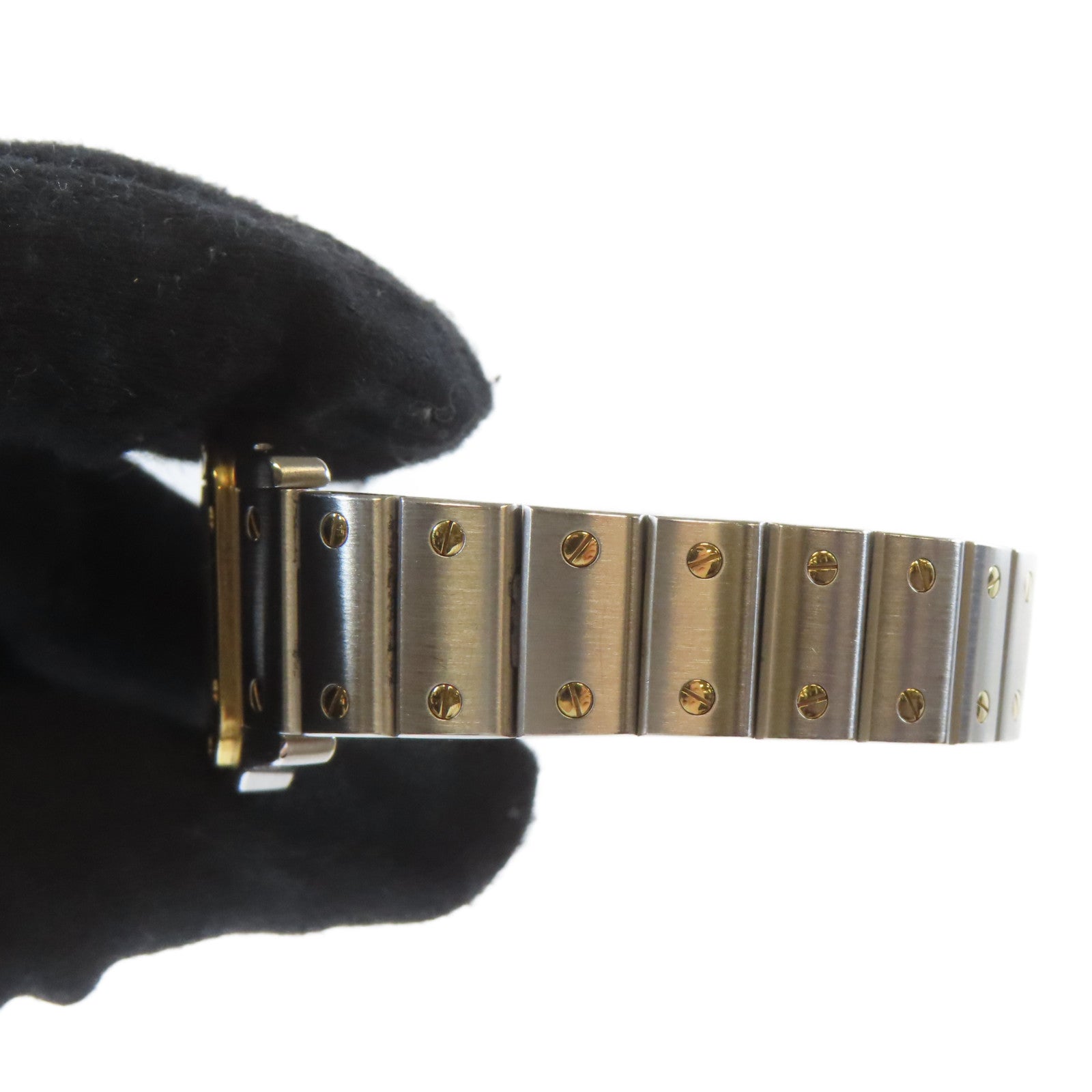 CARTIER Santos Galbee不鏽鋼手錶石英機芯白色#15cm