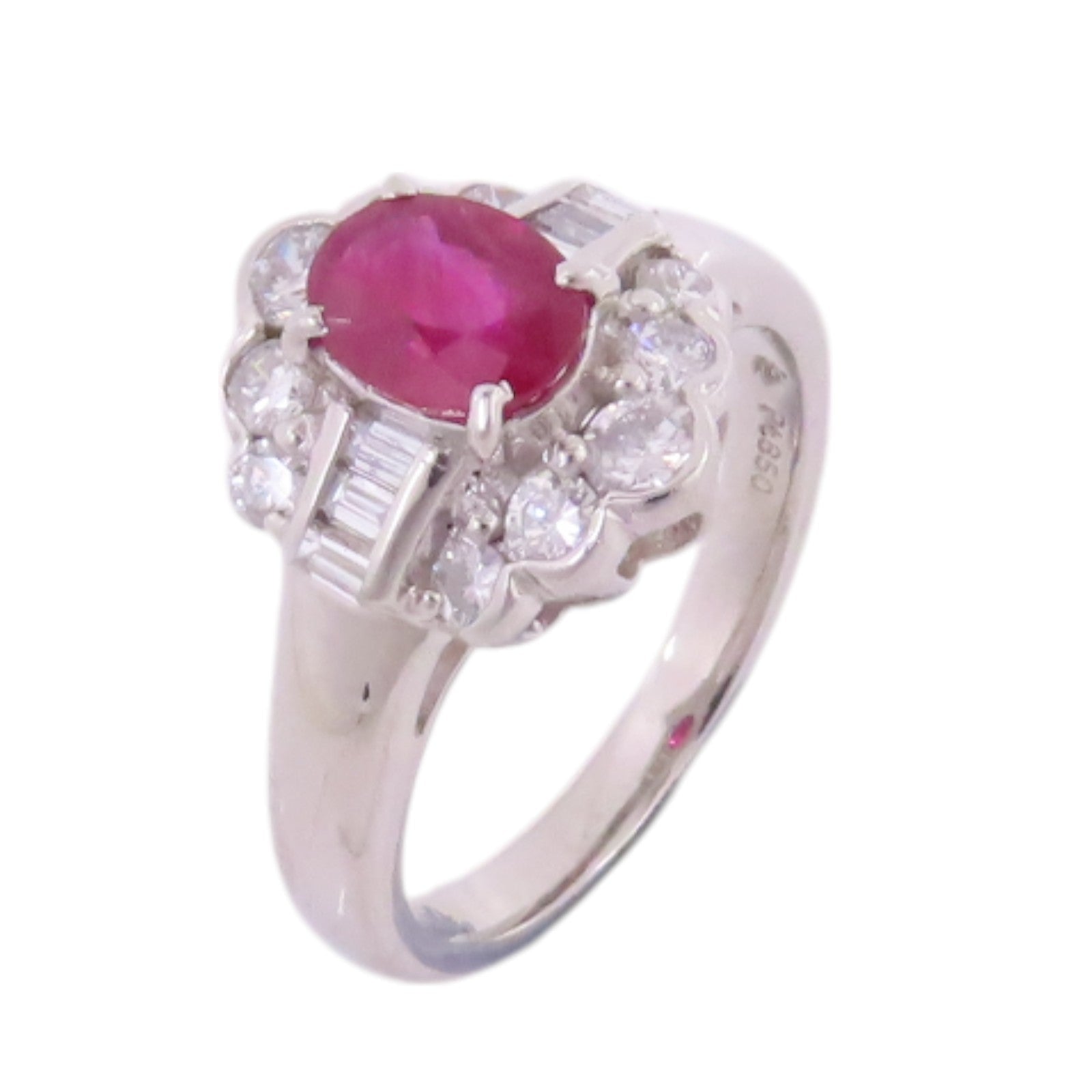 JEWELRY 【激減優惠】PT900鉑金/紅寶石/鑽石Ruby Diamond Ring戒指US#5