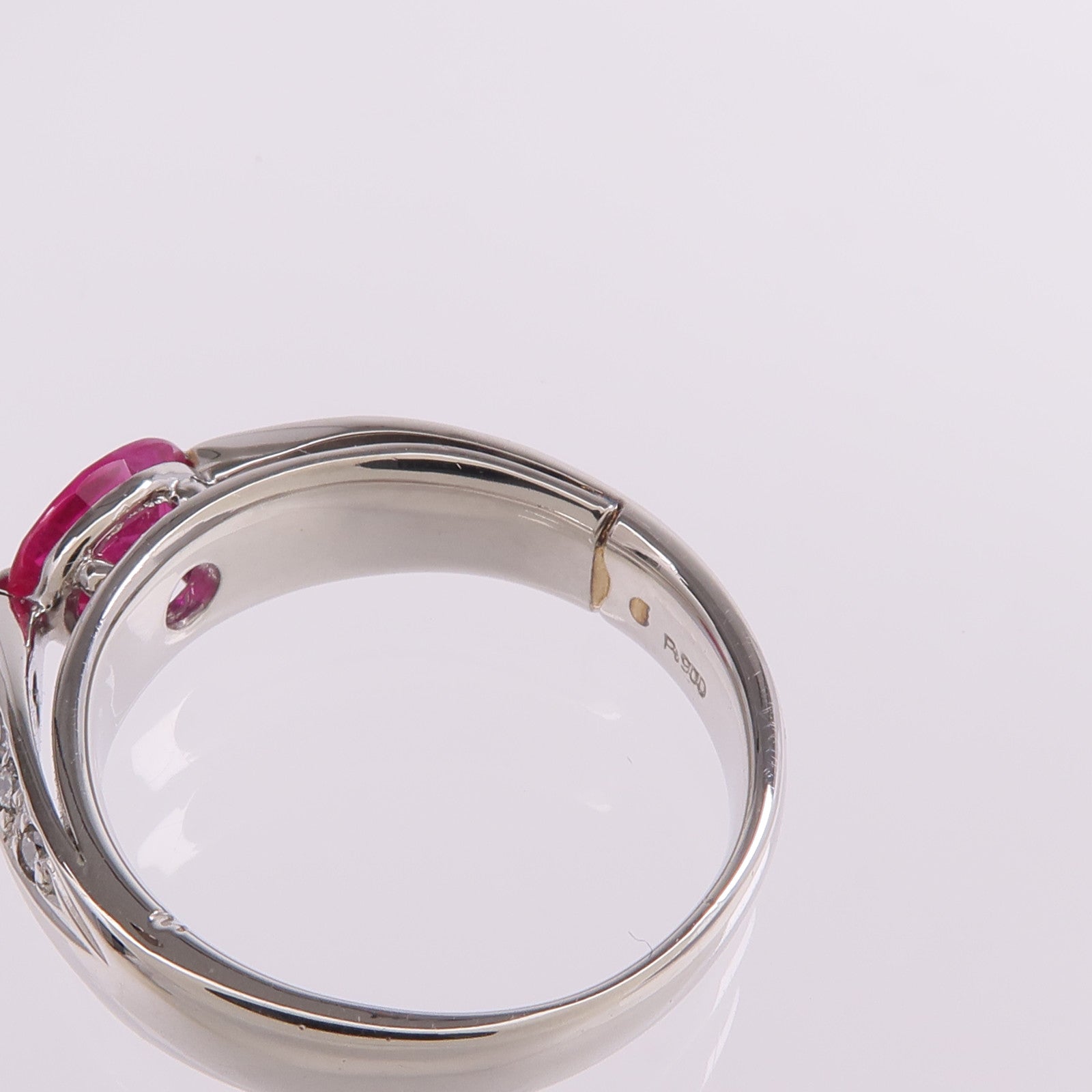 JEWELRY 【激減優惠】PT900鉑金Ruby Diamond Ring紅寶石/鑽石戒指US#6