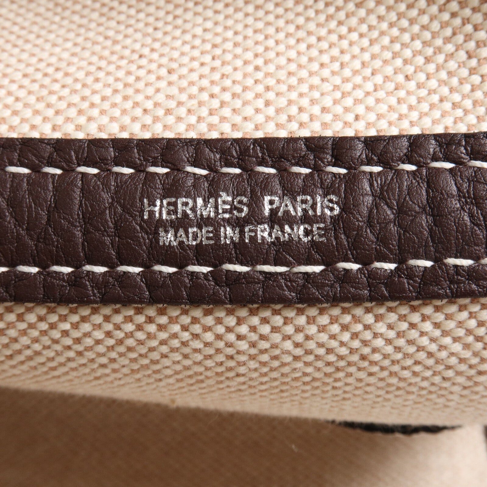 HERMES 帆布Garden Party PM手挽袋Ecru