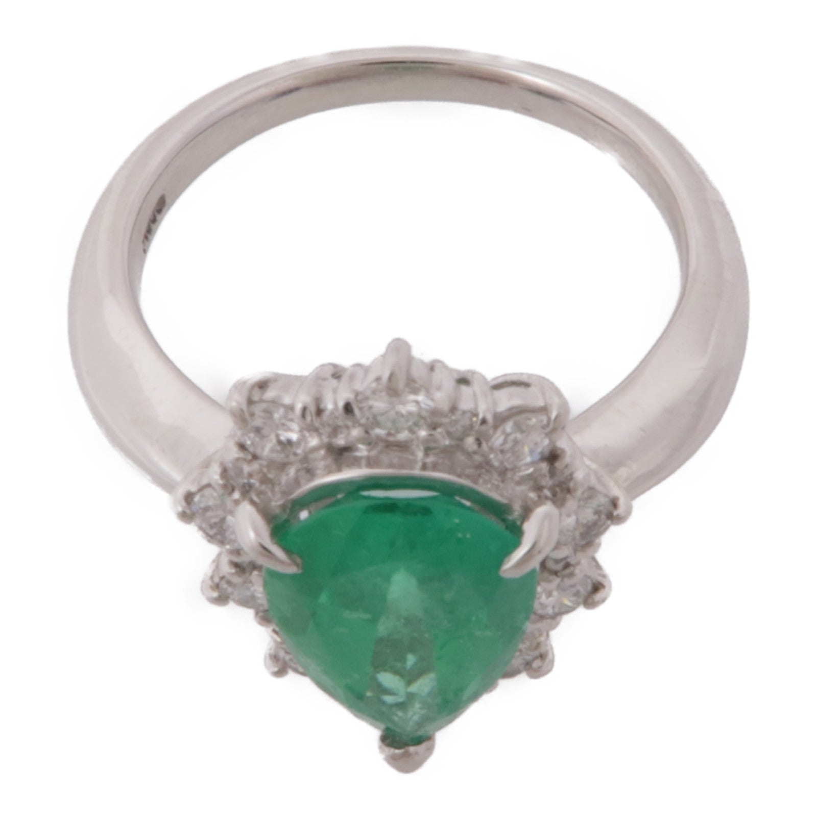 JEWELRY【激減優惠】 PT900鉑金Emerald/Diamond Ring 綠寶石/鑽石戒指US#7.25