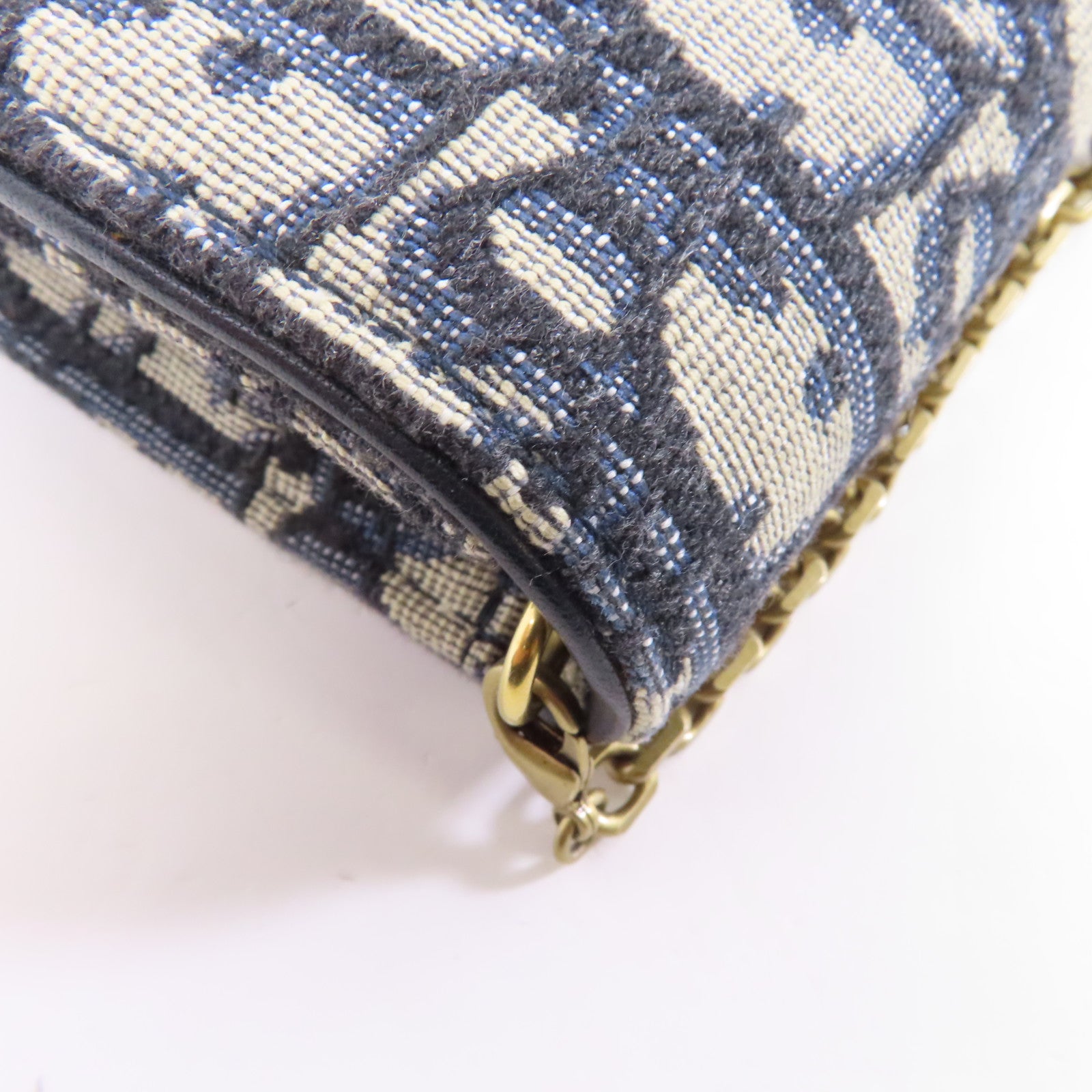 Dior 帆布Chain Shoulder Bag金扣鏈帶肩背袋藍色