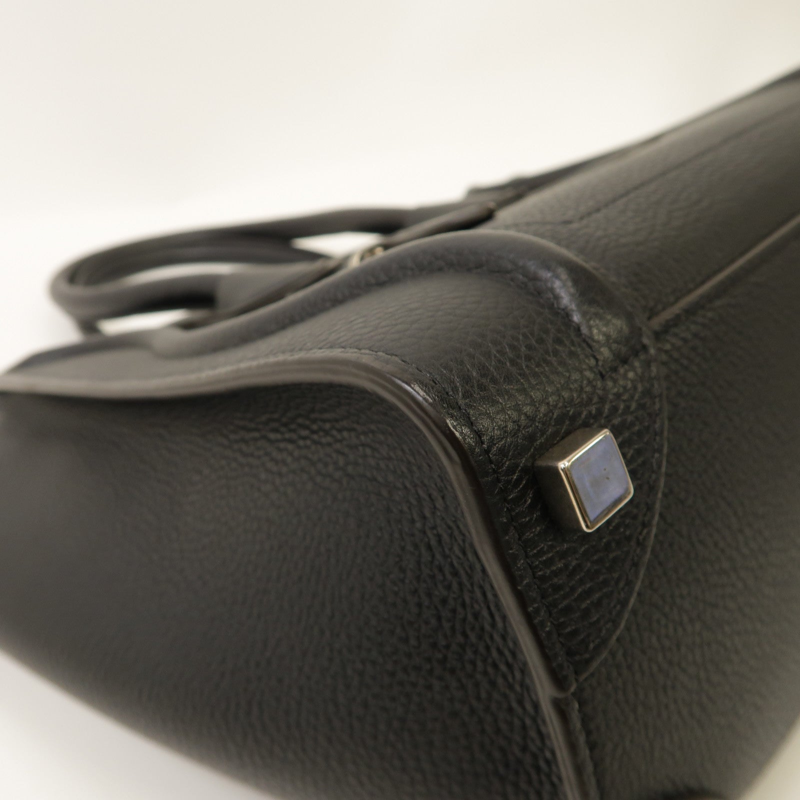 CELINE 牛皮皮革Micro Luggage銀扣手挽袋黑色