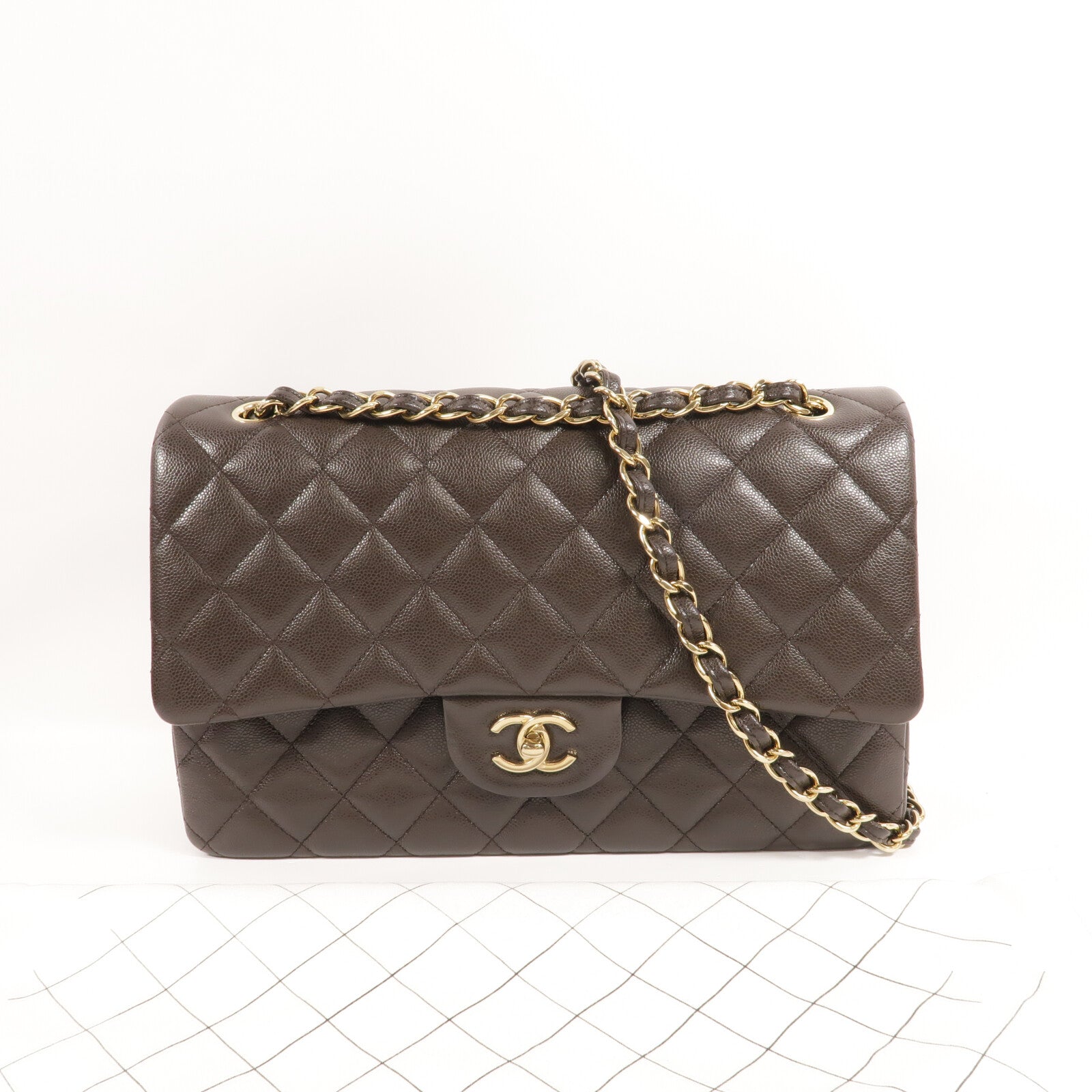 CHANEL 牛皮皮革Large Classic鏈帶肩背袋