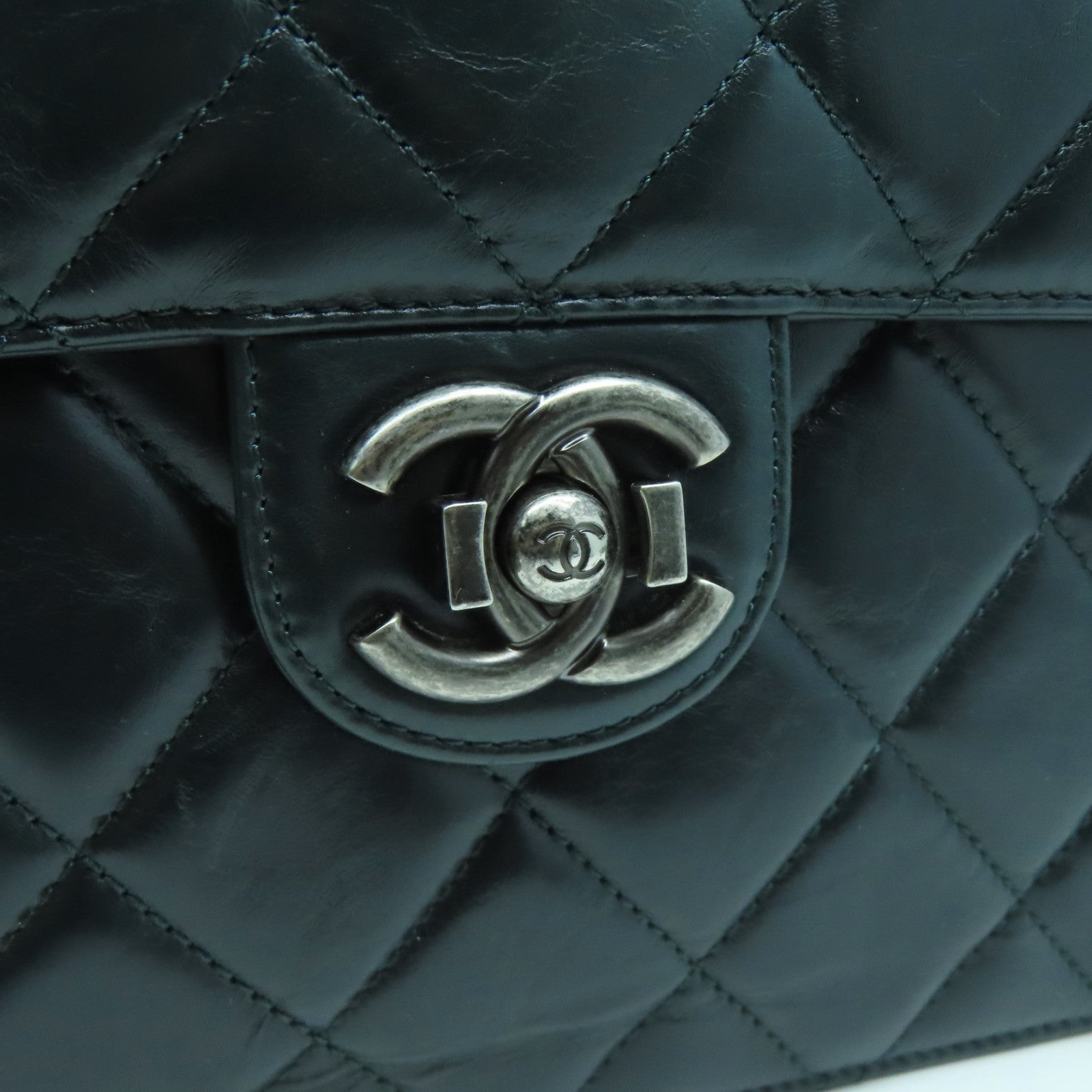 CHANEL 【激減優惠】牛皮皮革Chain Shoulder銀扣鏈帶肩背袋綠色