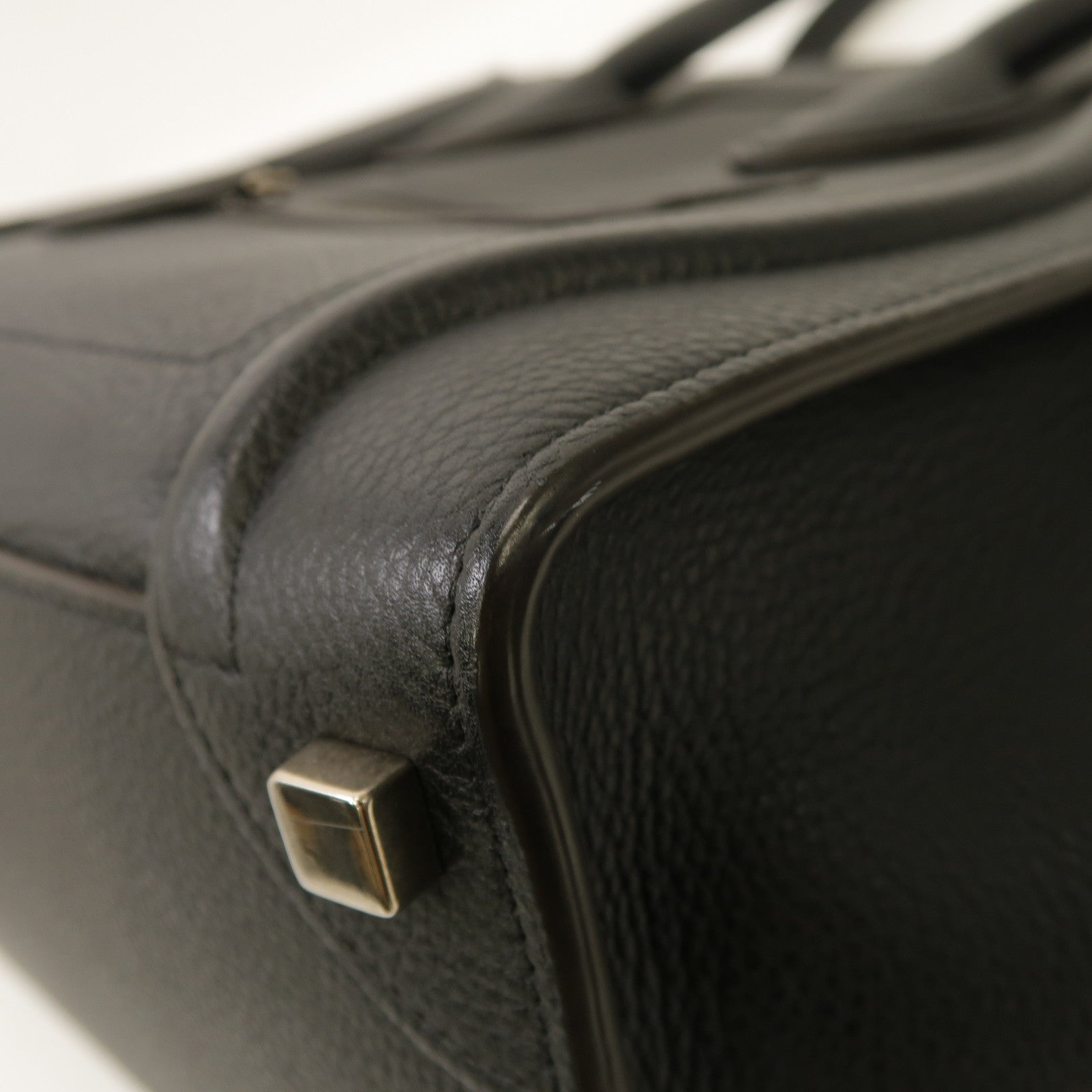 CELINE 牛皮皮革Micro Luggage銀扣手挽袋黑色