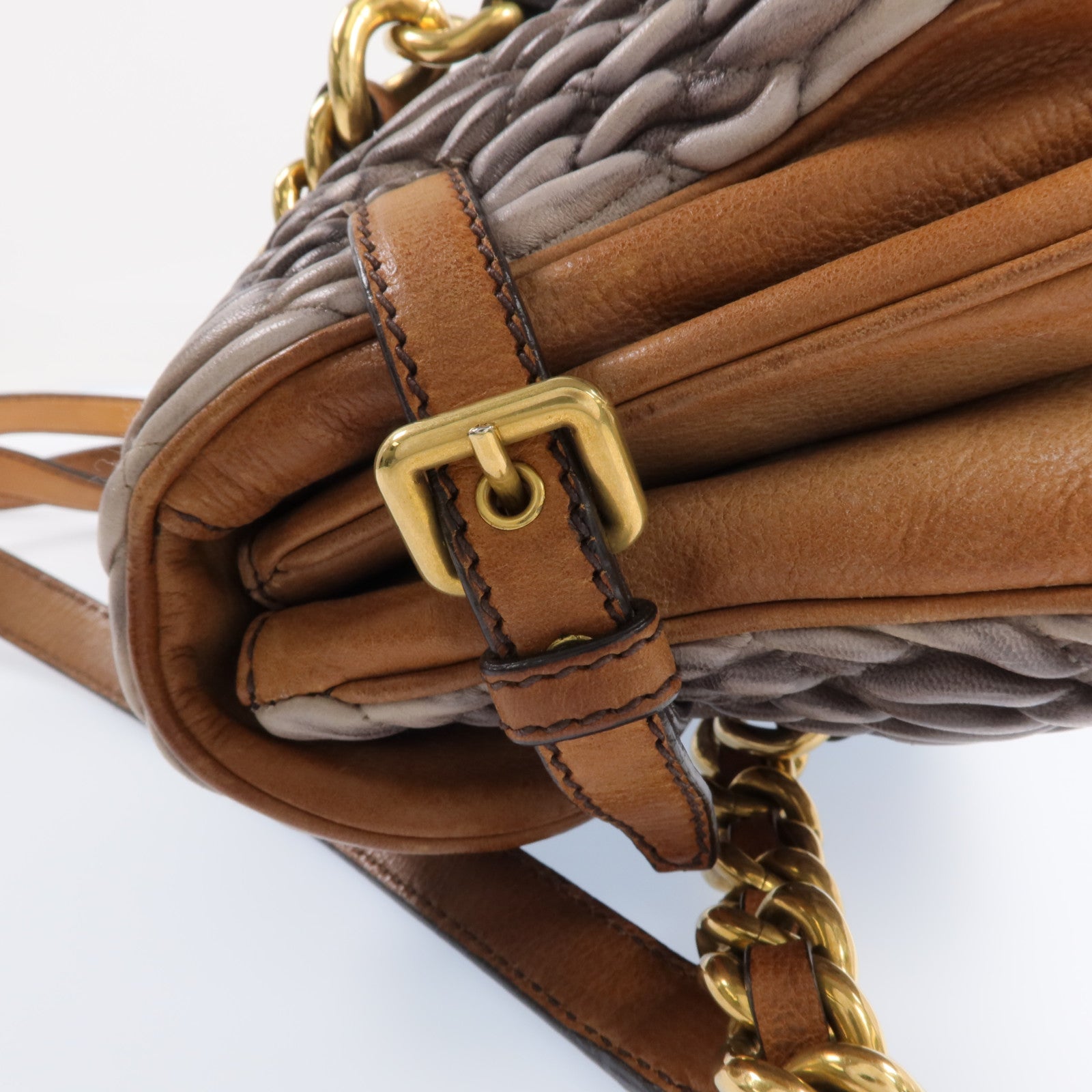 Miu Miu 羊皮皮革Sholder Bag 金扣肩背袋