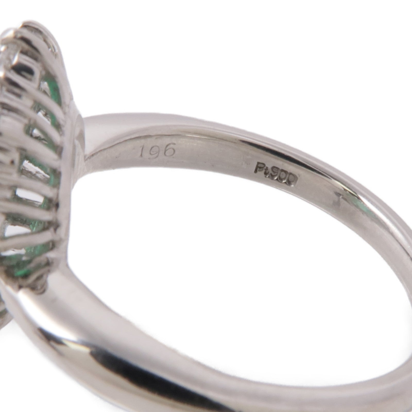 JEWELRY【激減優惠】 PT900鉑金Emerald/Diamond Ring 綠寶石/鑽石戒指US#7.25