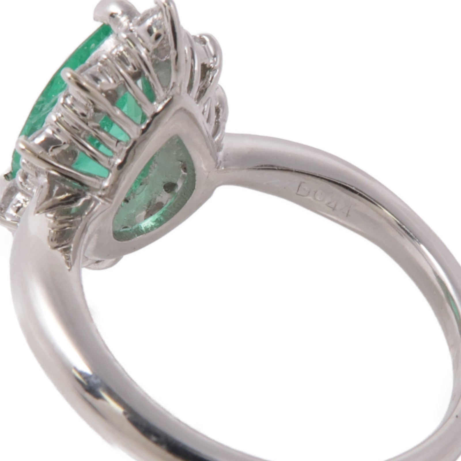 JEWELRY 【激減優惠】PT900鉑金Emerald/Diamond Ring 綠寶石/鑽石戒指US#7.25